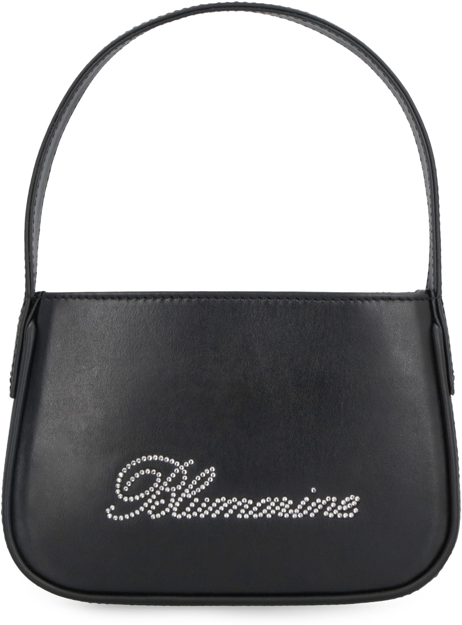 Shop Blumarine Logo Print Leather Handbag In Nero