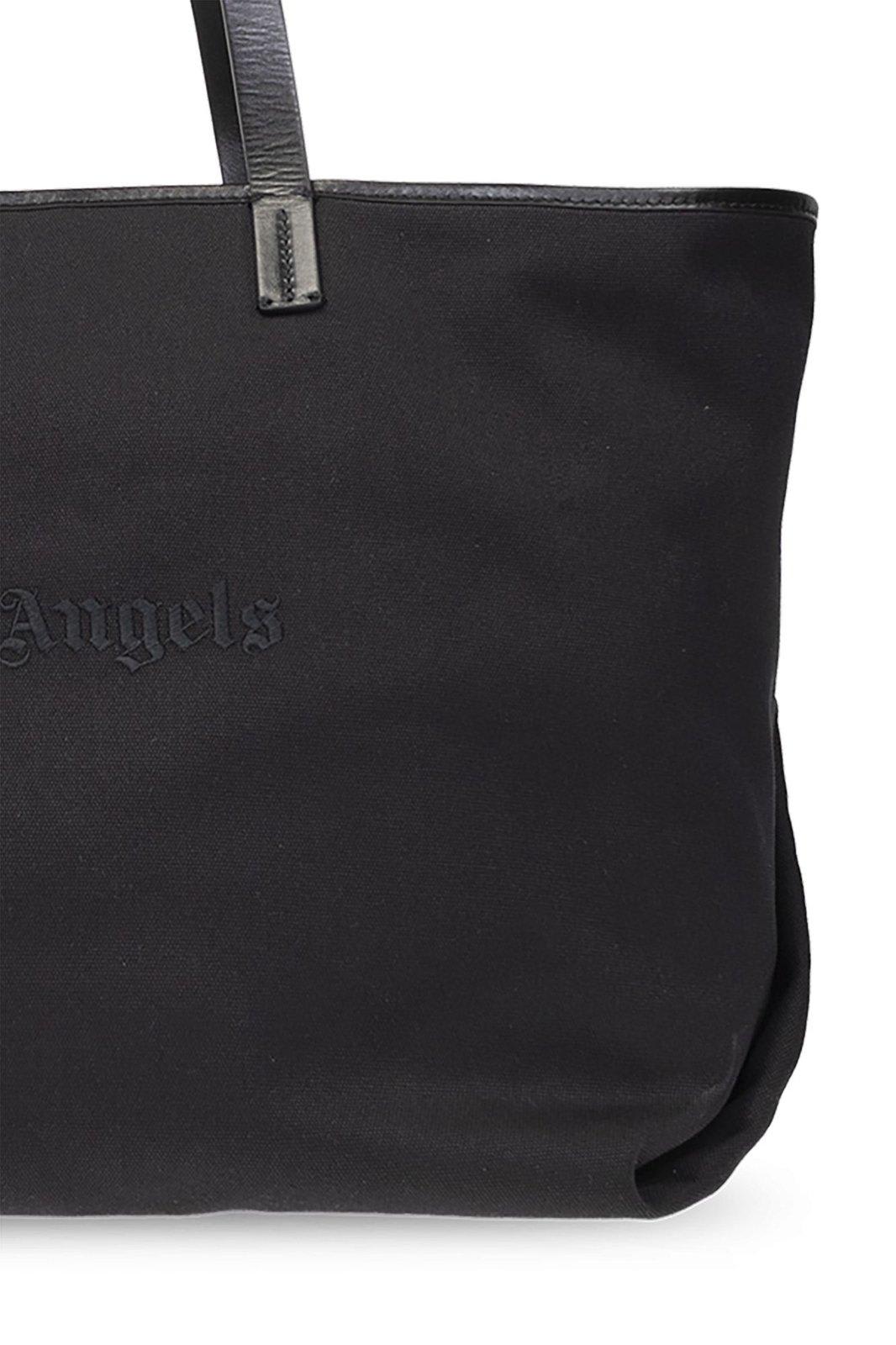 Shop Palm Angels Logo Embroidered Tote Bag In Nero