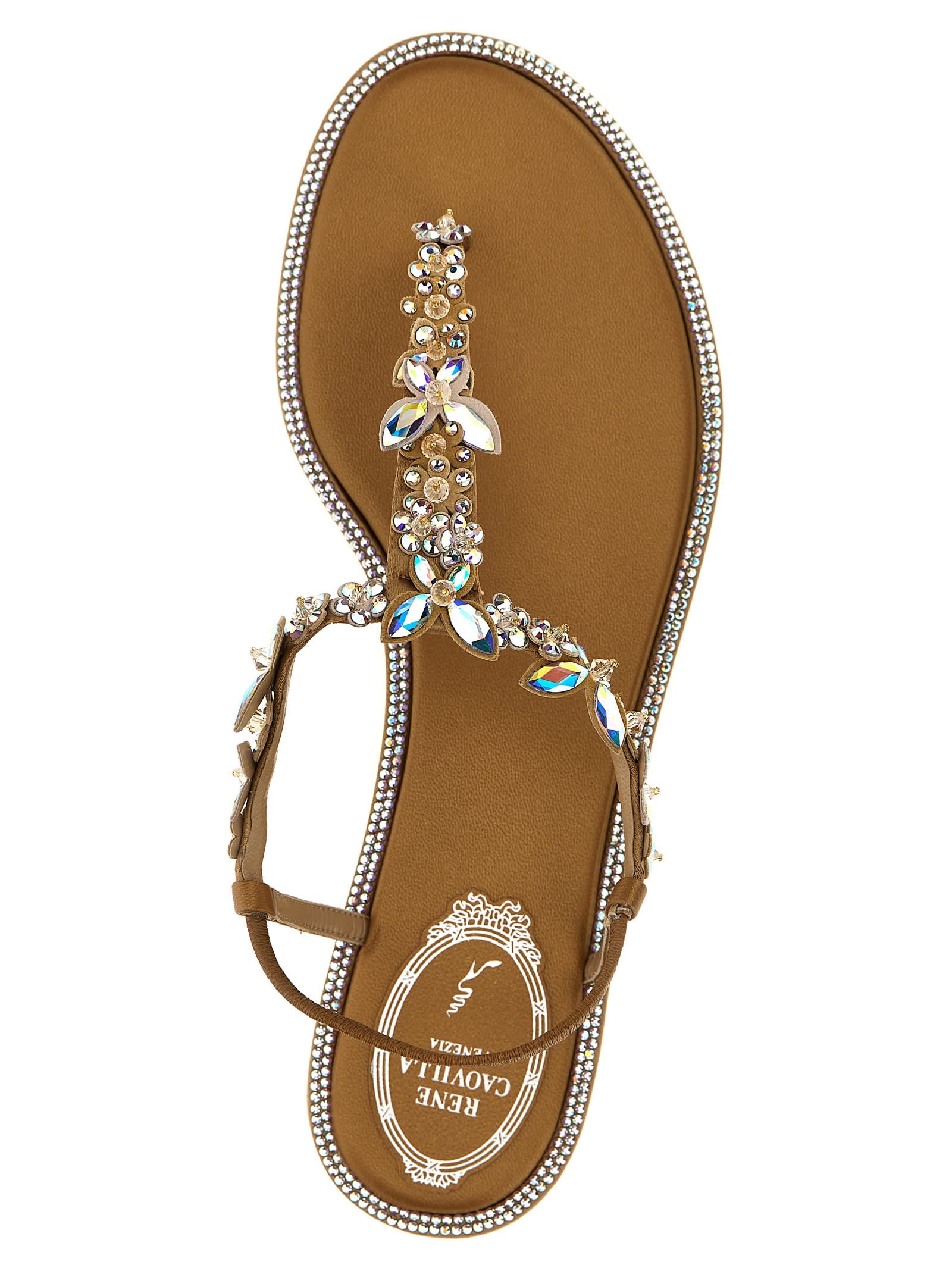 René Caovilla Beige Diana Sandals In Beige