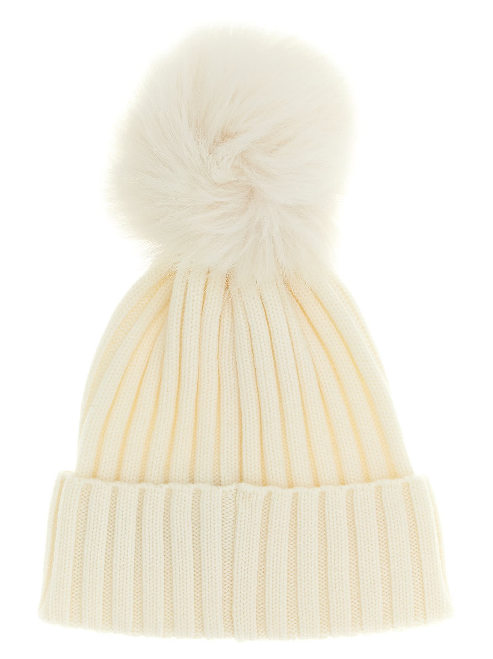 Moncler Pompom-detail Ribbed Beanie In White
