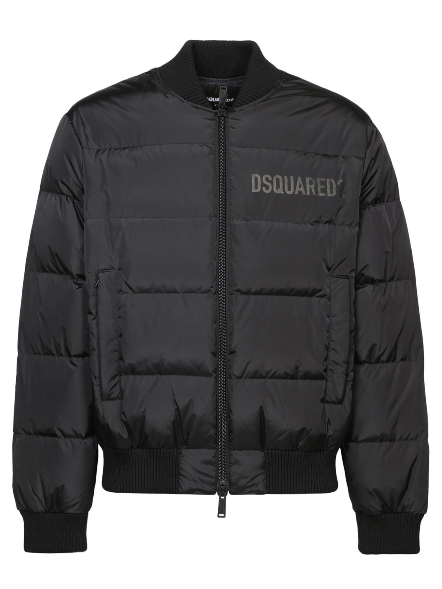 Shop Dsquared2 Black Puff Logo Bomber Jacket