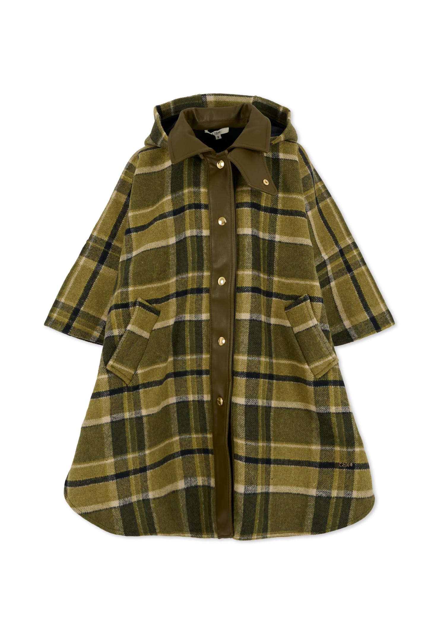 Chloé Green Cape For Girl With Logo In Multi