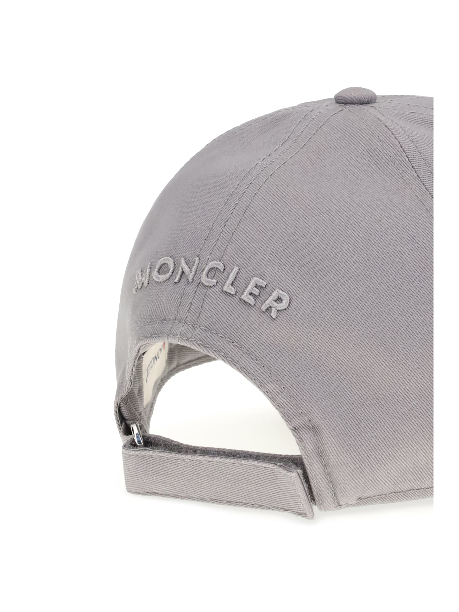 Moncler Grey Cotton Gabardine Baseball Cap
