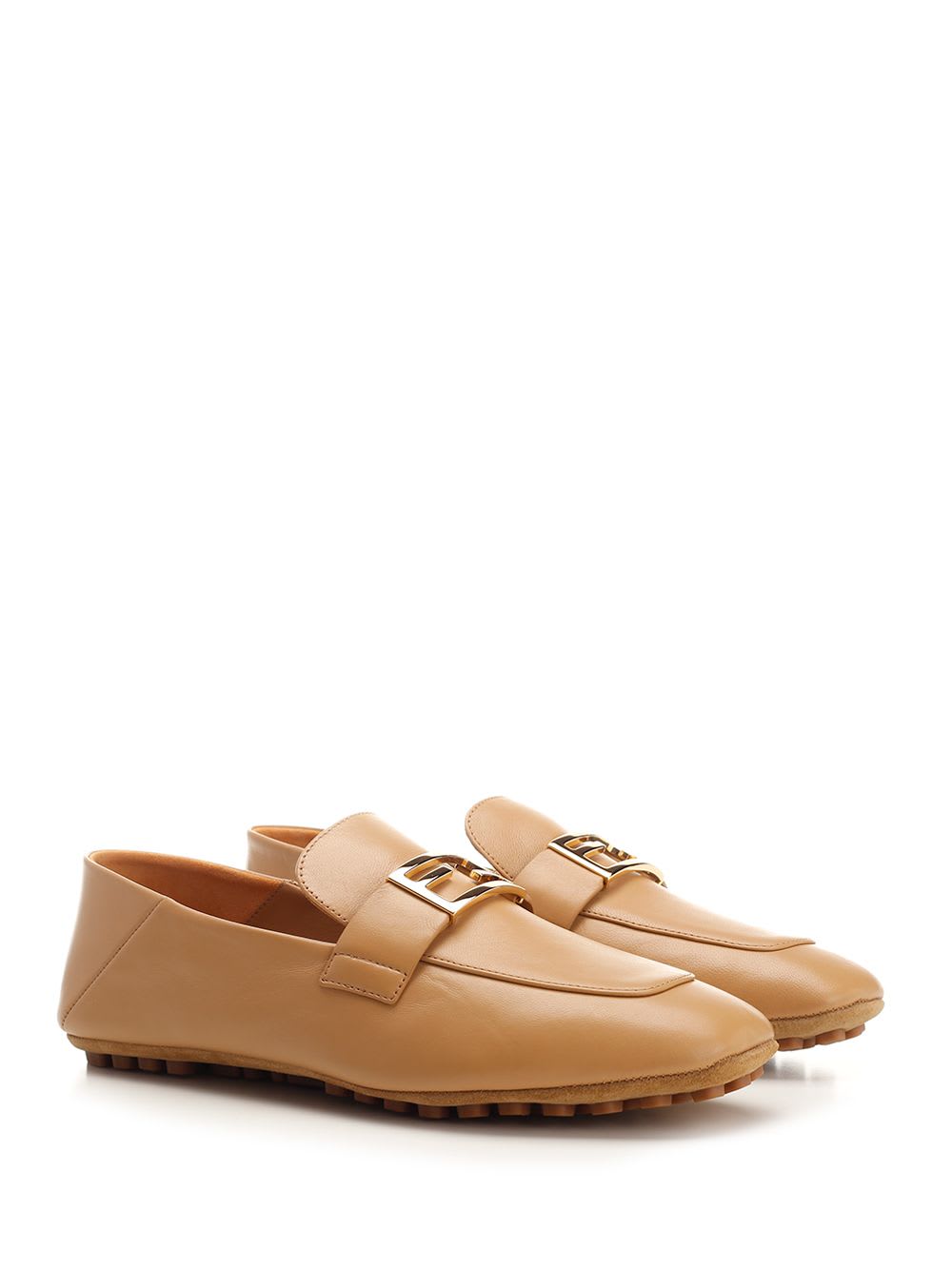 Shop Fendi Baguette Loafer In Beige