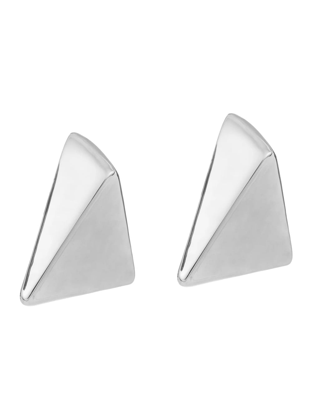 virtual Metallic Small Earings With Butterfly Clasp Closure And Triangular Shape In Silver Plated Bronze Woman