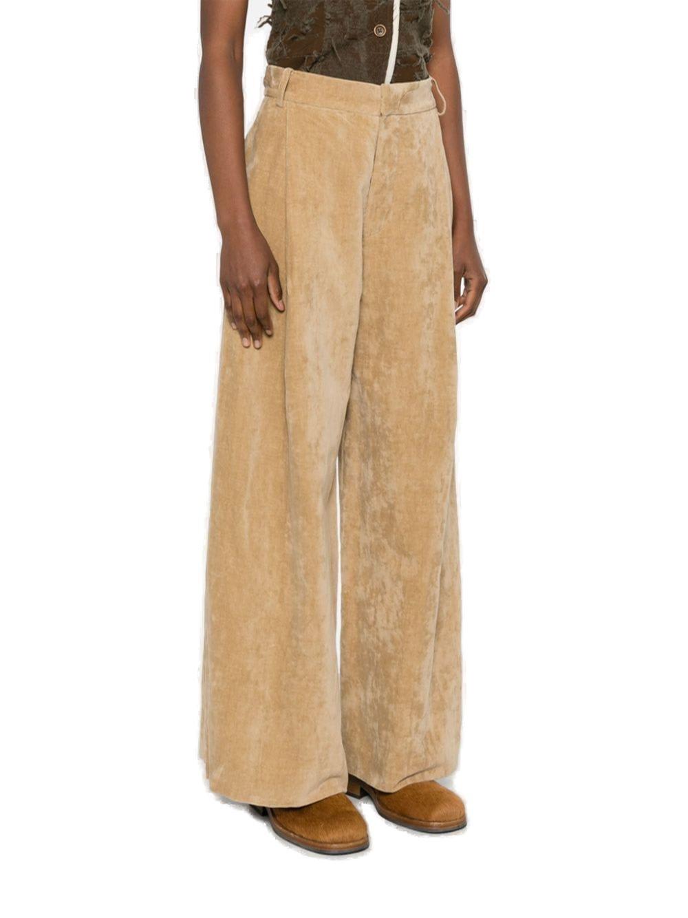 Uma Wang Trousers Belt-looped Wide-leg Trousers In Tan