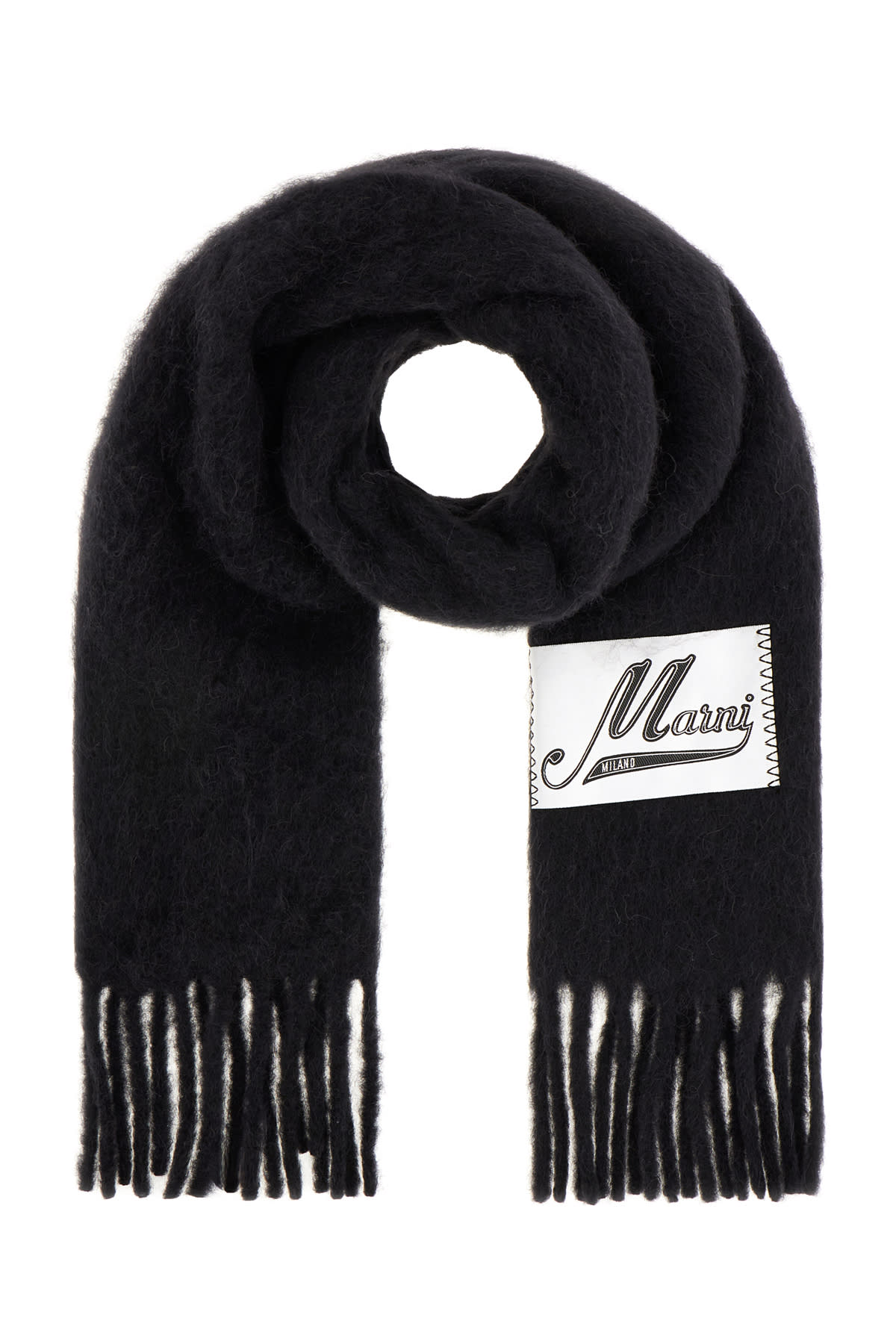 Shop Marni Black Alpaca Blend Scarf