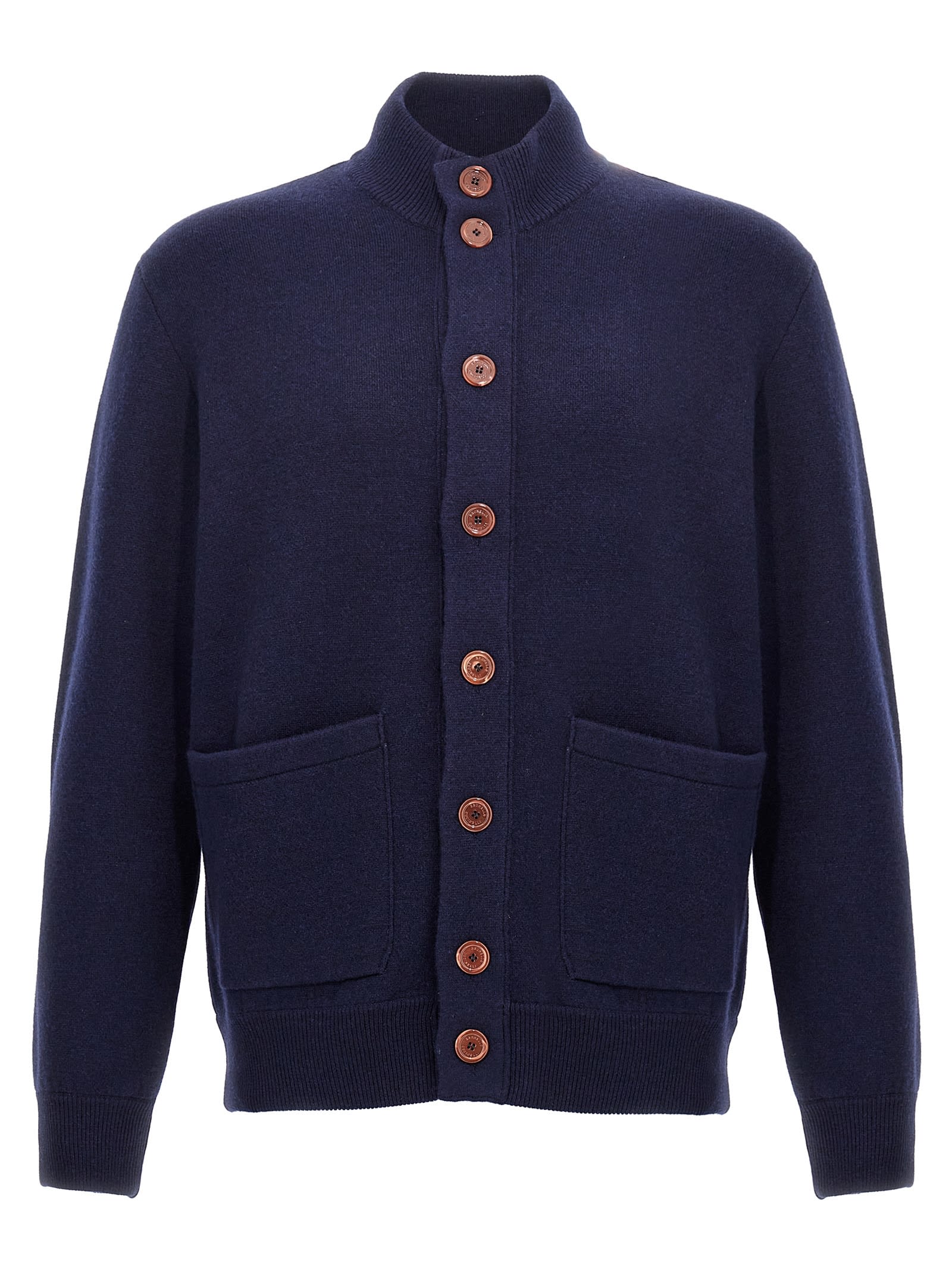 Shop Brunello Cucinelli Wool Blend Cardigan In Blue