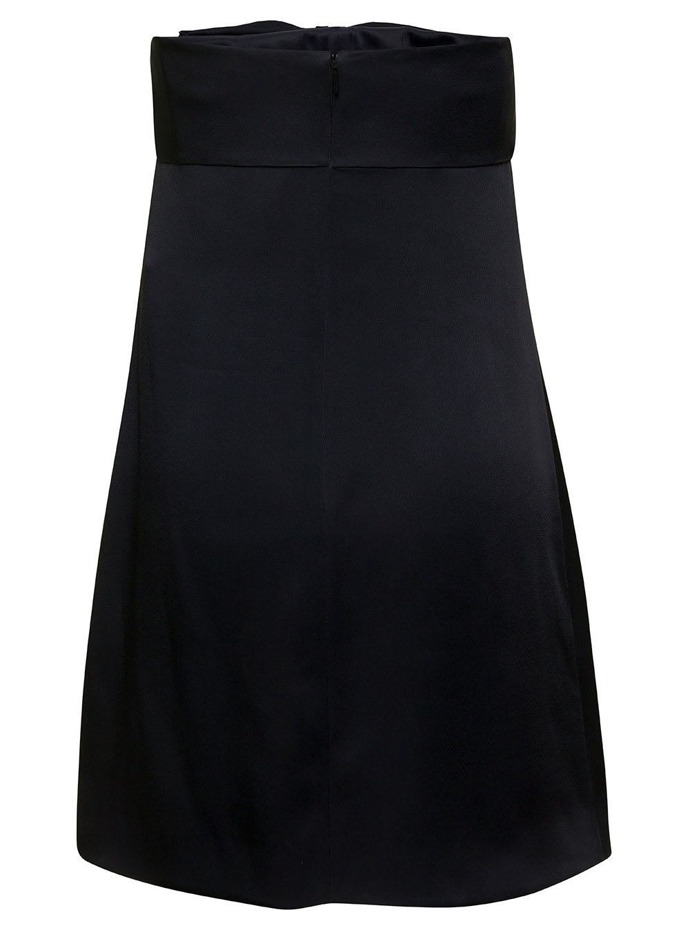 Shop Saint Laurent Black Bowl-detail Strapless Minidress In Viscose Woman