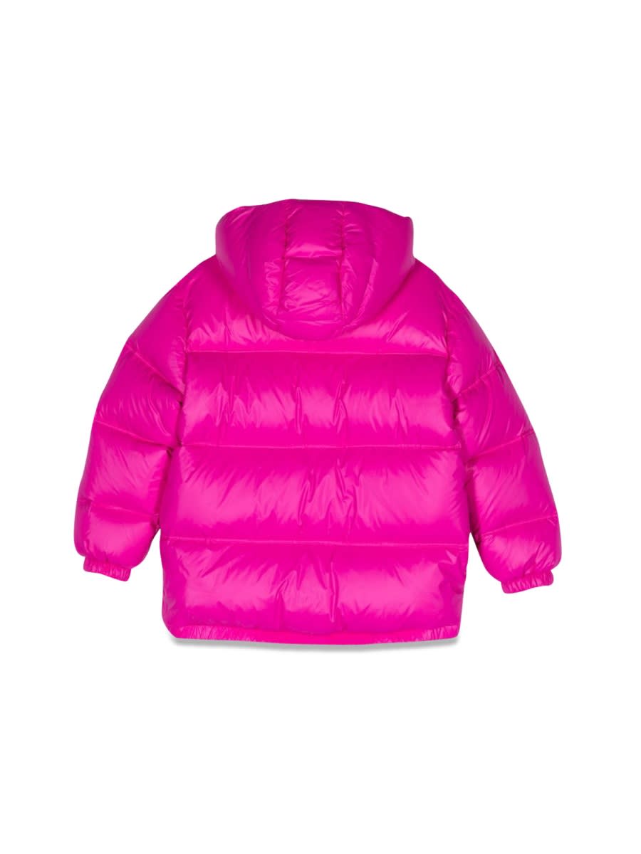 Shop Versace Down Jacket With Logo In Fuchsia