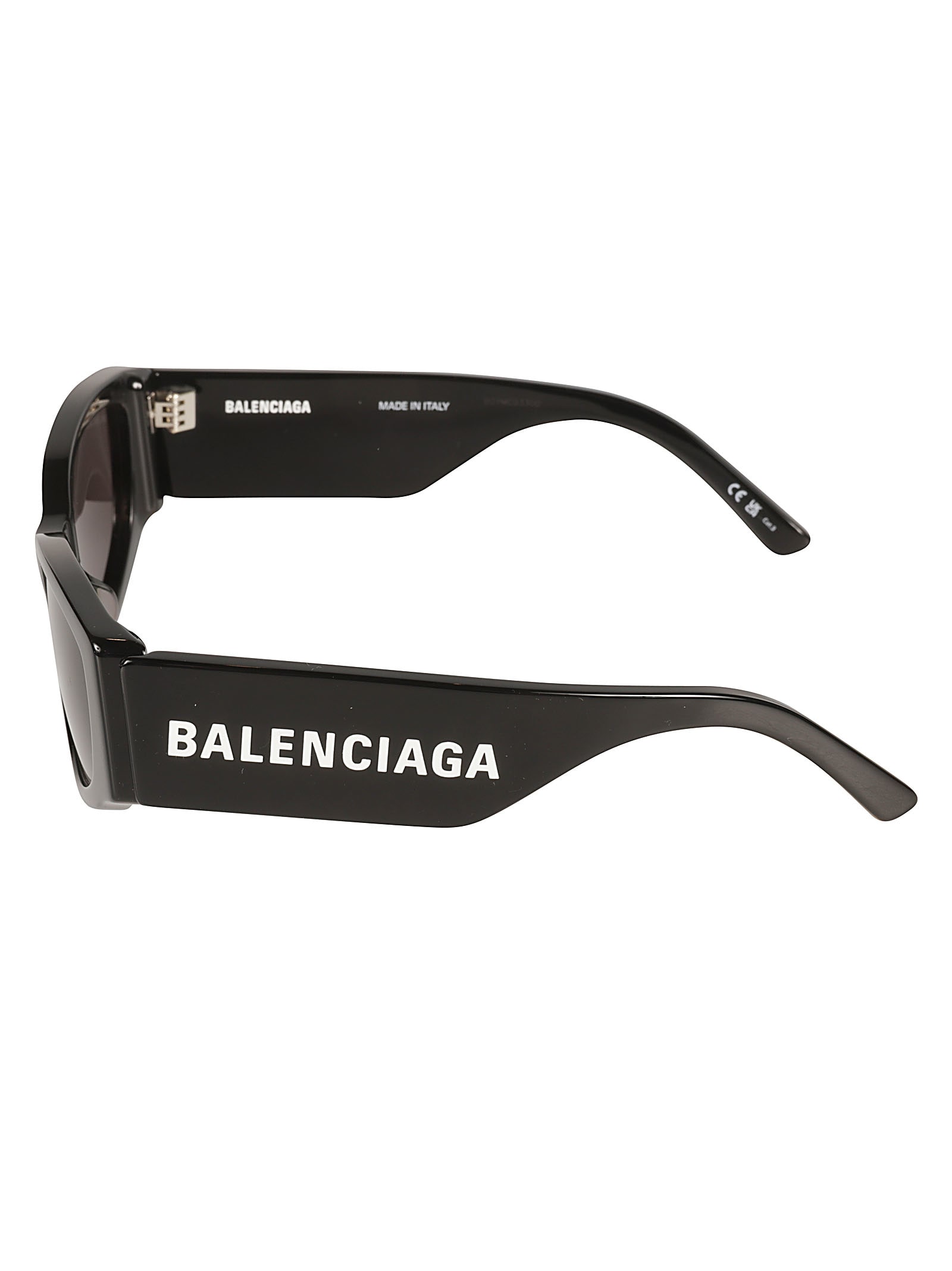 Shop Balenciaga Logo Sided Sunglasses In Black/grey