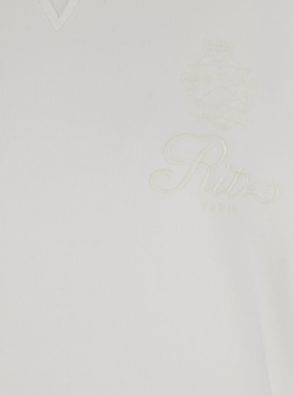 Frame Privacy Please White Crewneck T-shirt With Tonal Logo Embroidery On The Front In Cotton Blend Woman In White