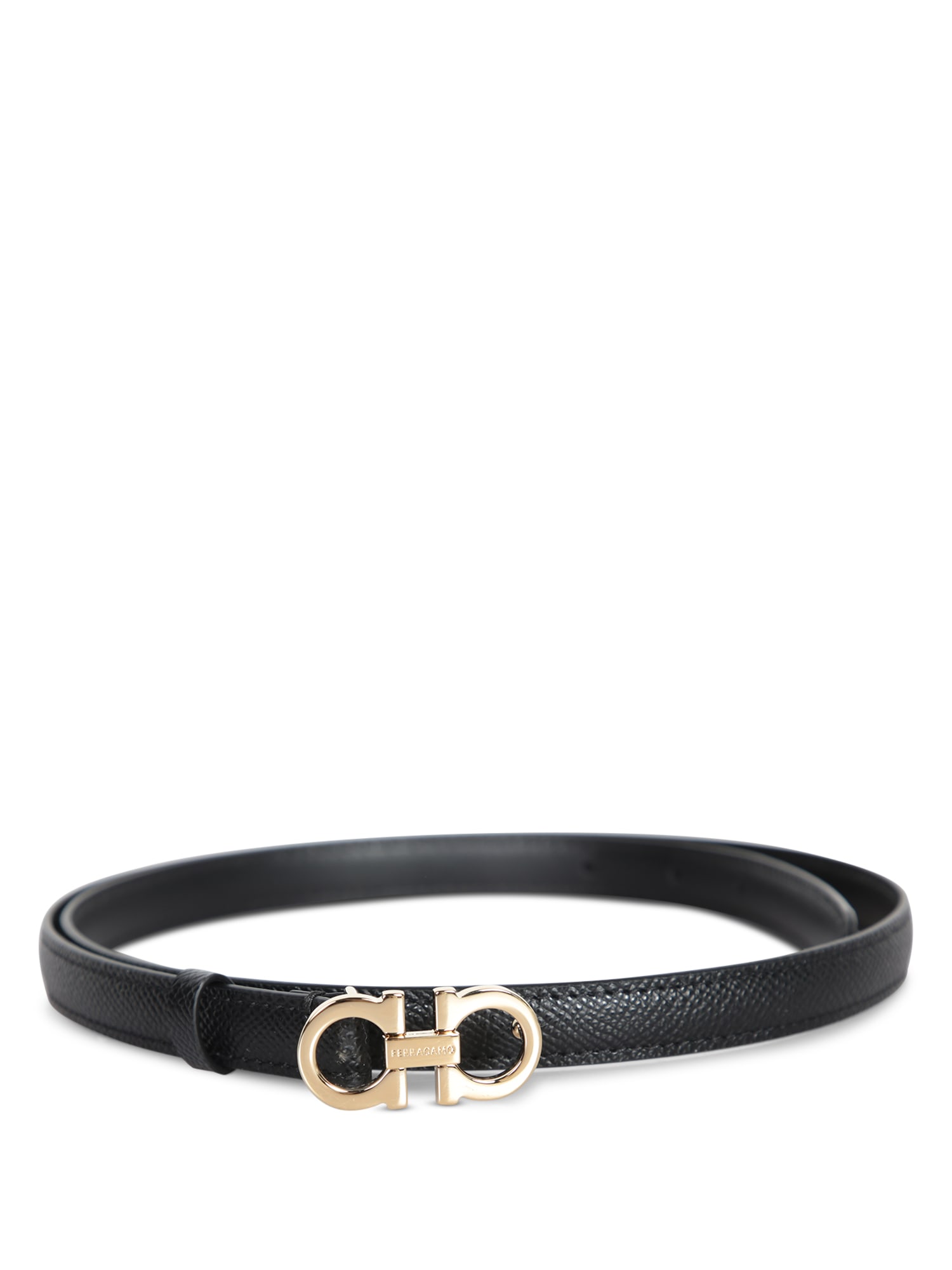 Ferragamo Gancini Leather Belt In Black