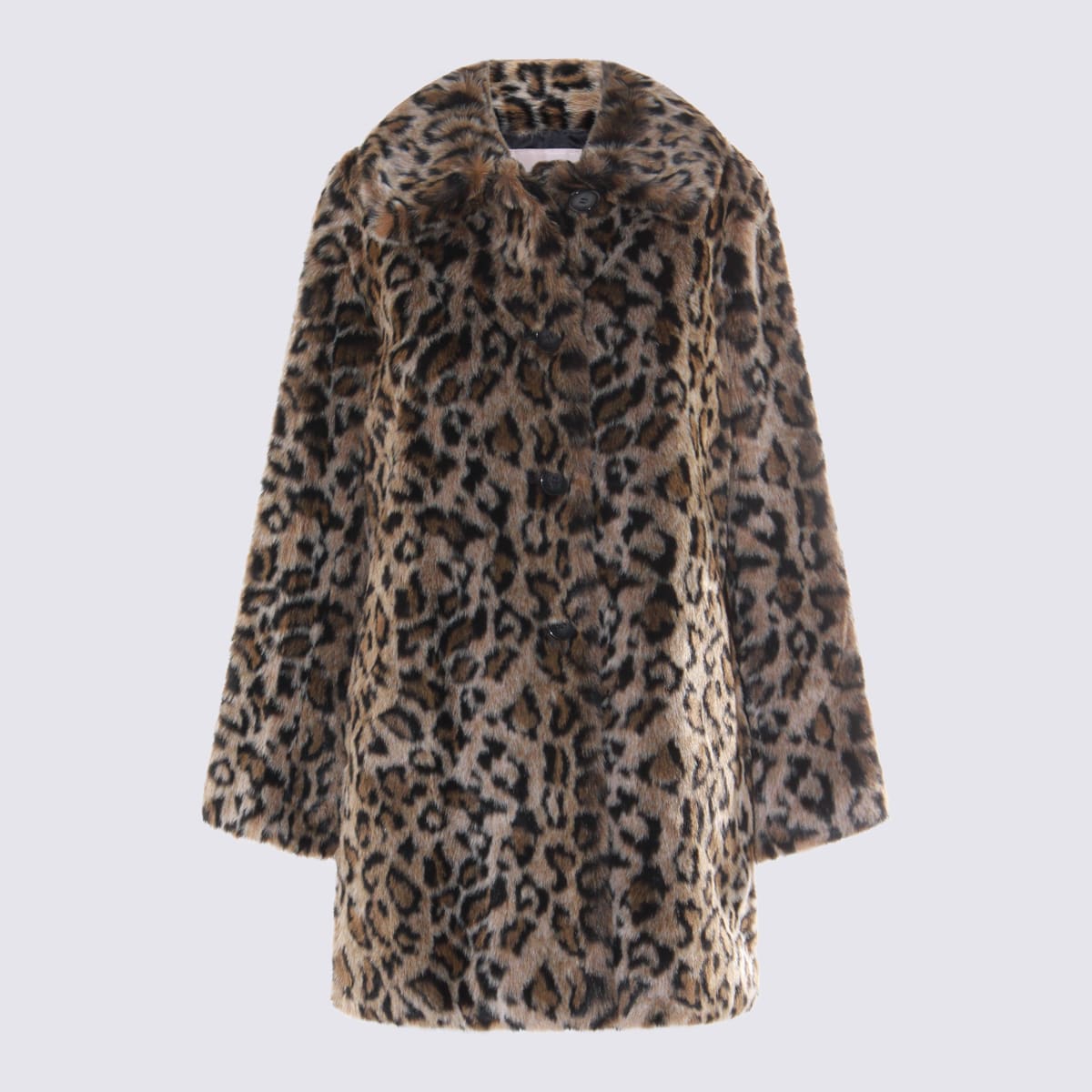 Twinset Animal Print Coat In Brown