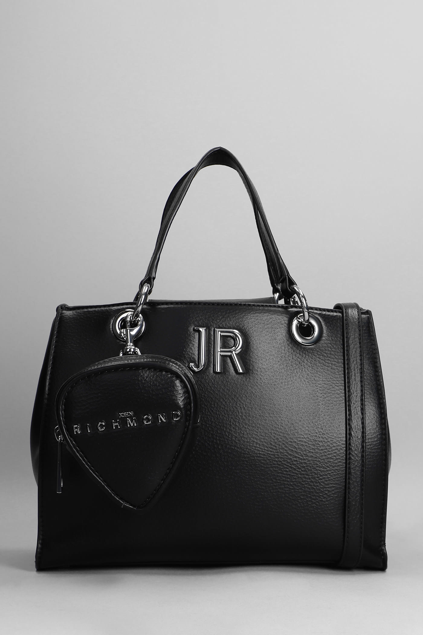 John Richmond Skarta Hand Bag In Black Leather