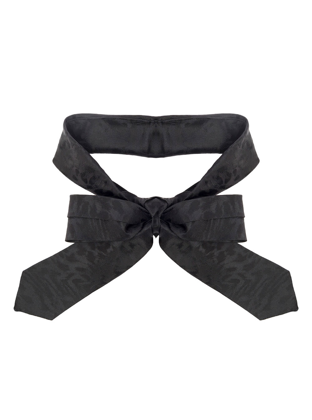 Shop Saint Laurent Black Tapered Tie With All-over Leopard Motif In Silk Man