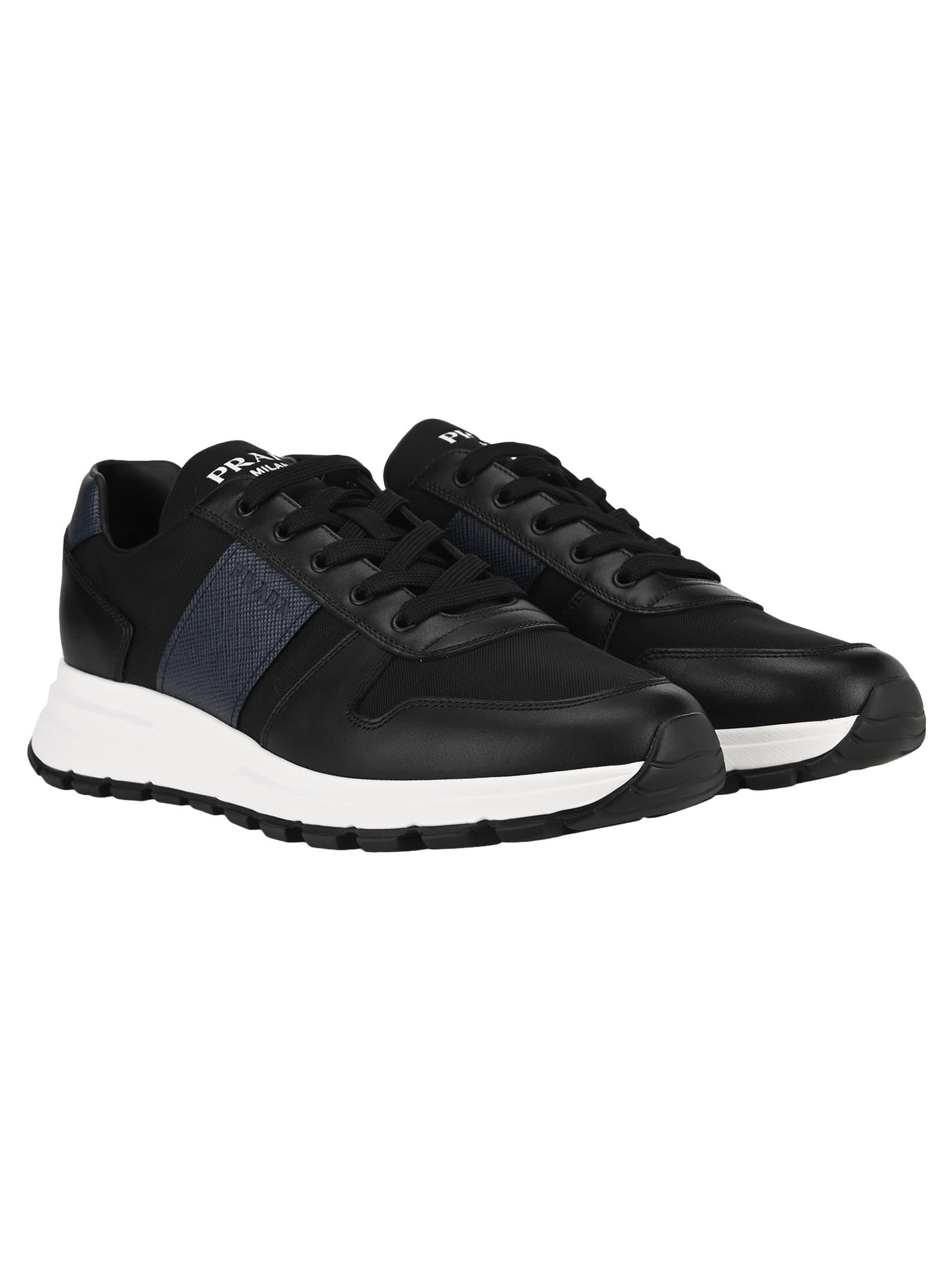 prada leather and nylon sneakers