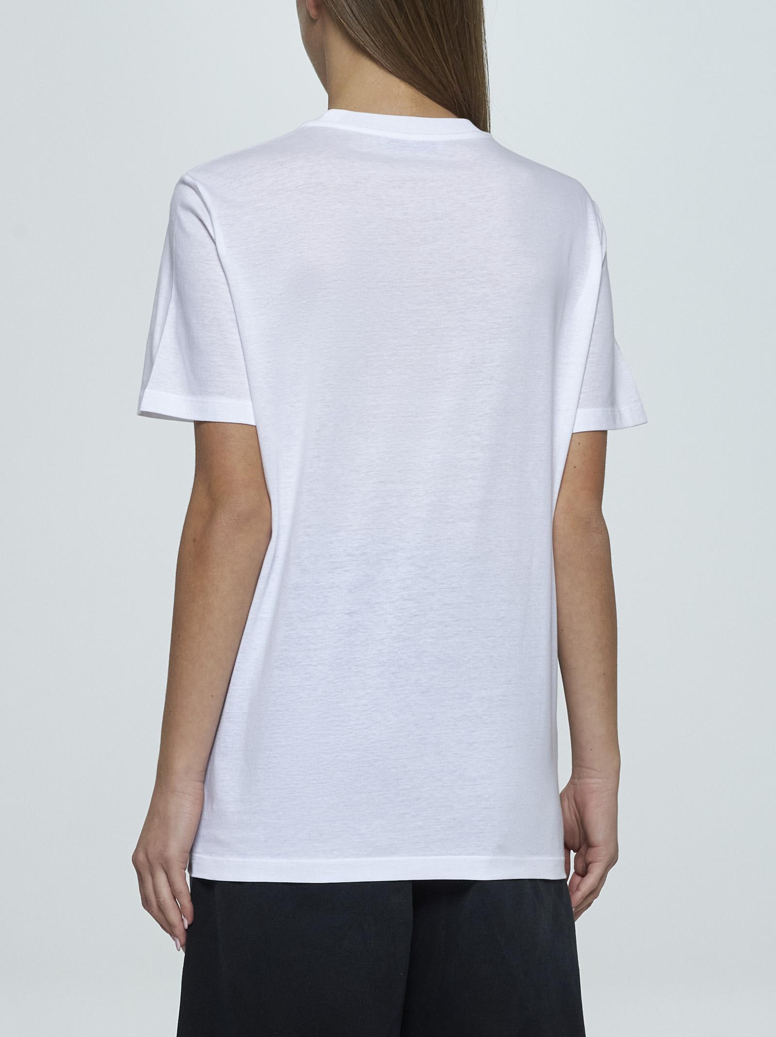 Prada White T-shirt In Jersey With Embroidered Triangle Logo Women In Bianco