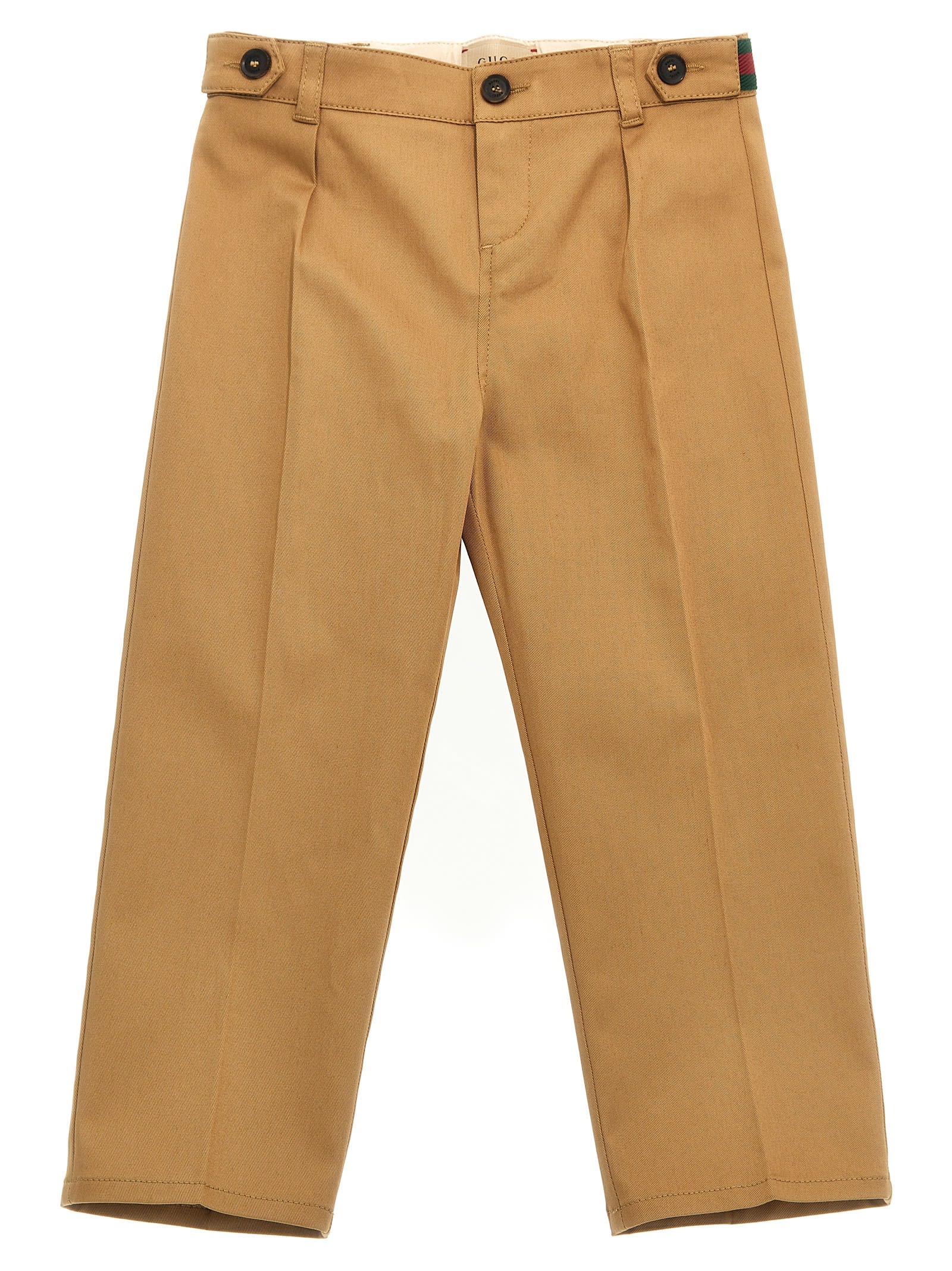 Gucci Kids' Web Ribbon Pants In Brown