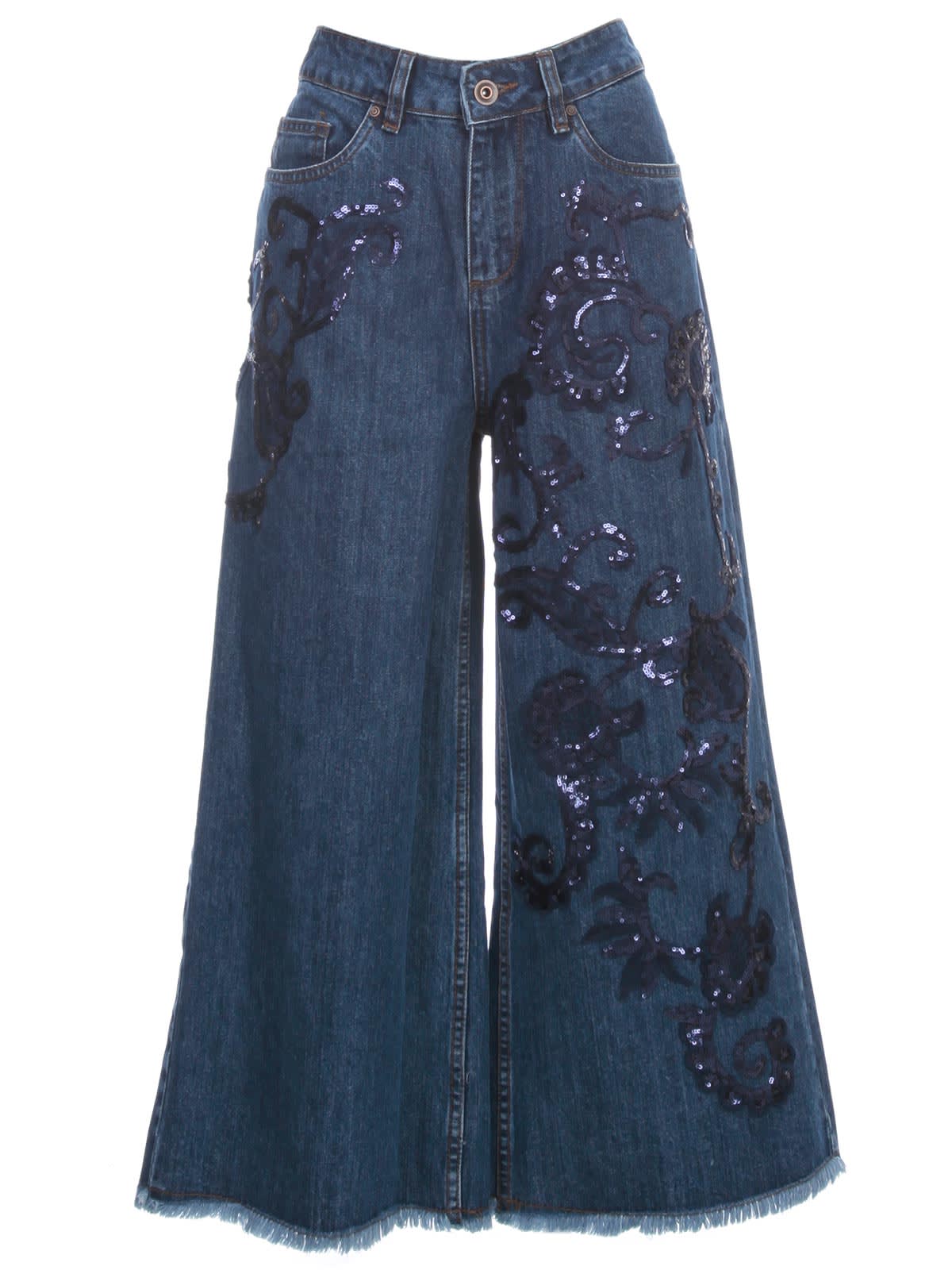 ANTONIO MARRAS GEORGE JEANS CROPPED W/EMBRODERY AND LOGO BEHIND,11210203
