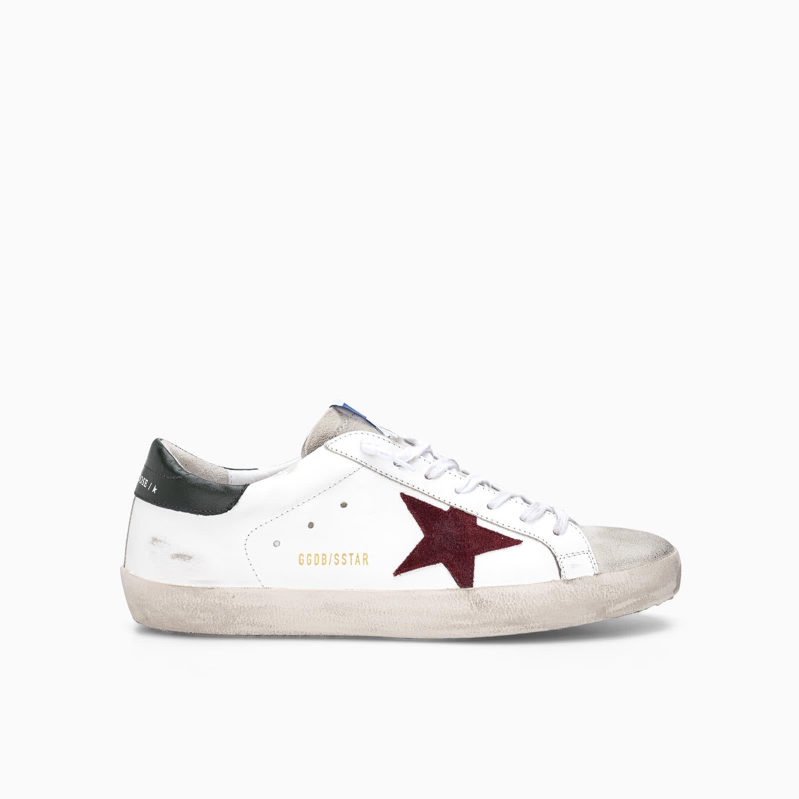 Golden Goose Super-star Sneakers In Leather With Insert And Star In Suede In White Army