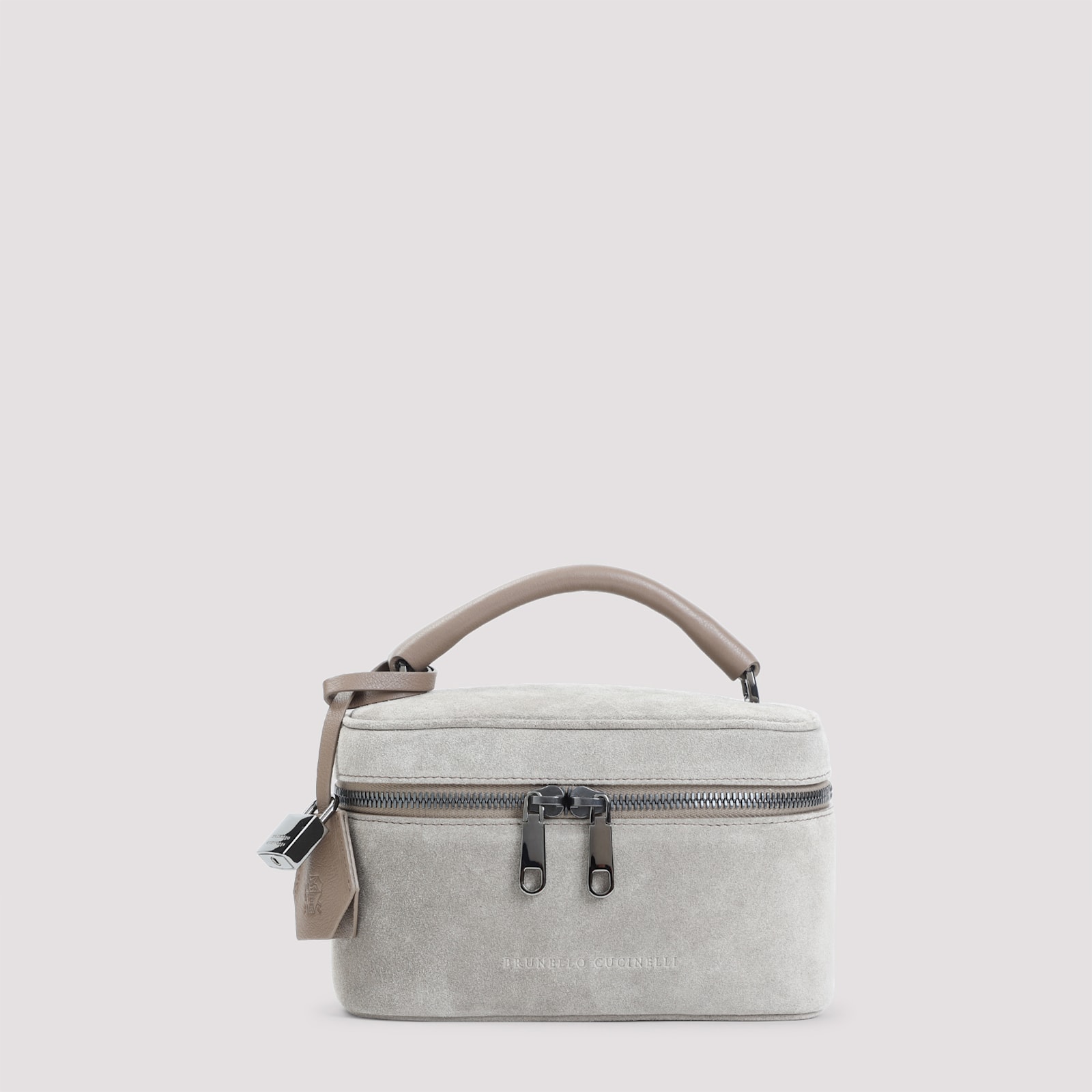 Brunello Cucinelli Suede Leather Pouch In White