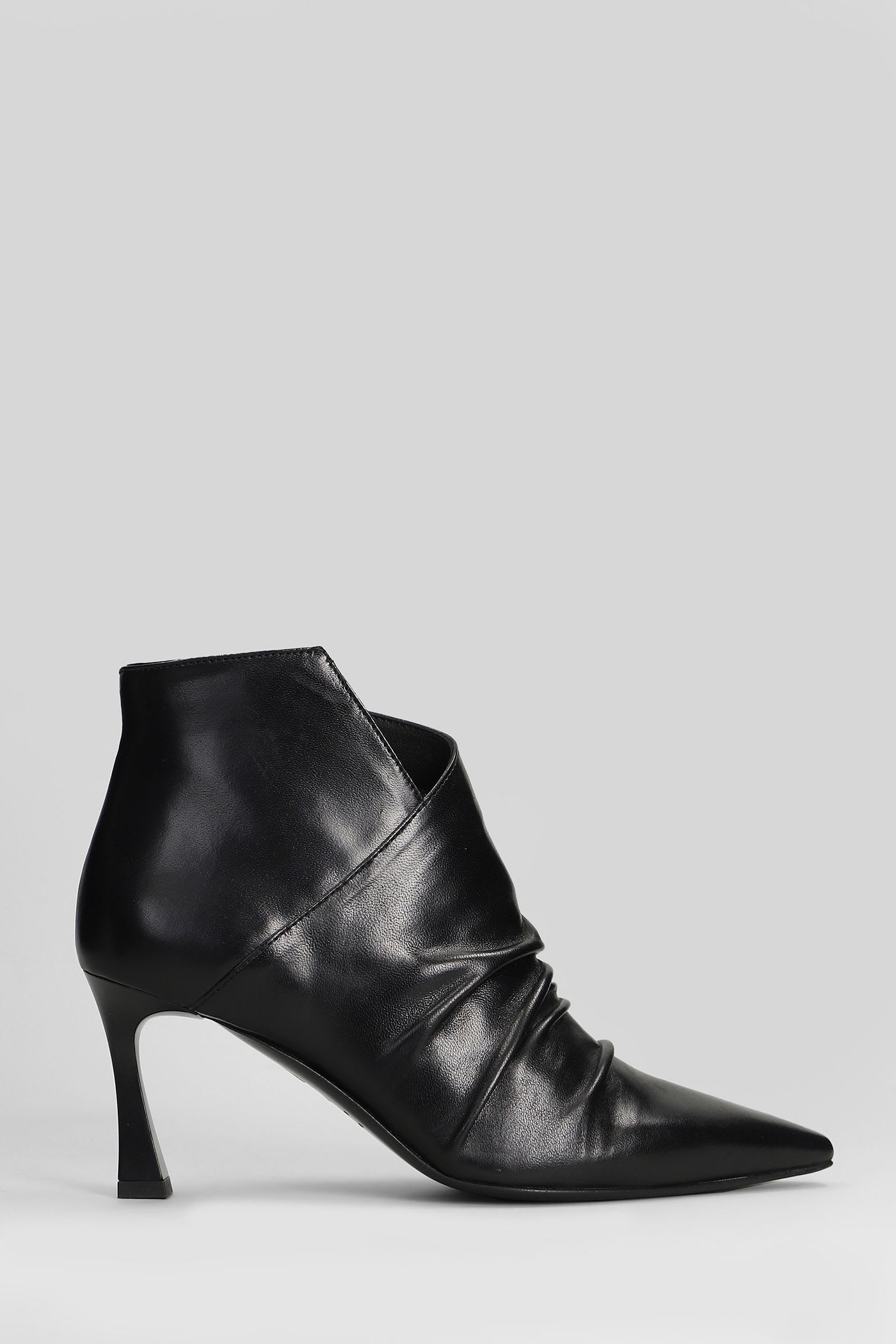 The Seller 80mm Ruched Pointed-toe Ankle Boots In Black