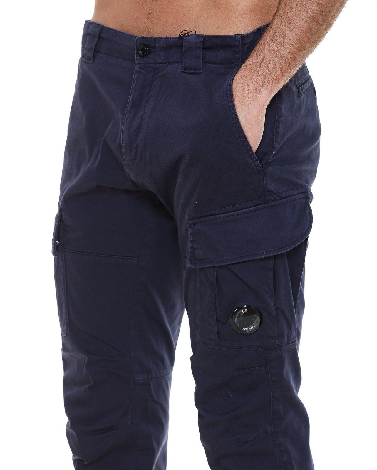 Shop C.p. Company Logo Patch Cargo Pants In Total Eclipse