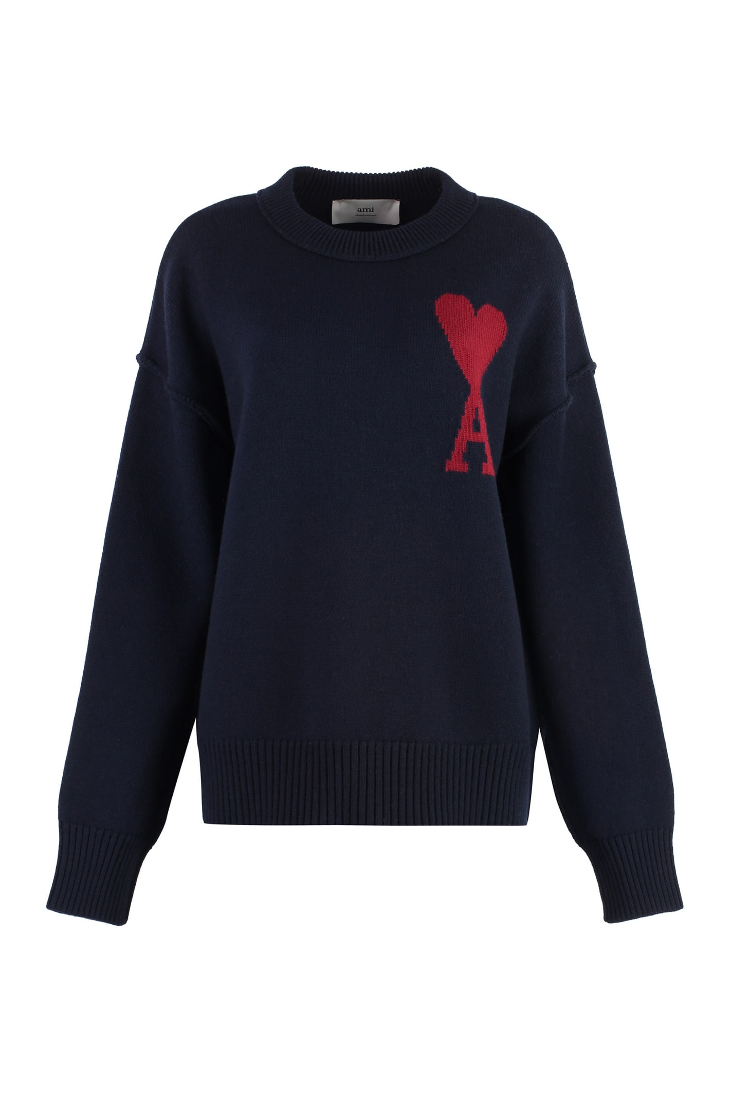 Ami Alexandre Mattiussi Crew-neck Wool Sweater In Blue