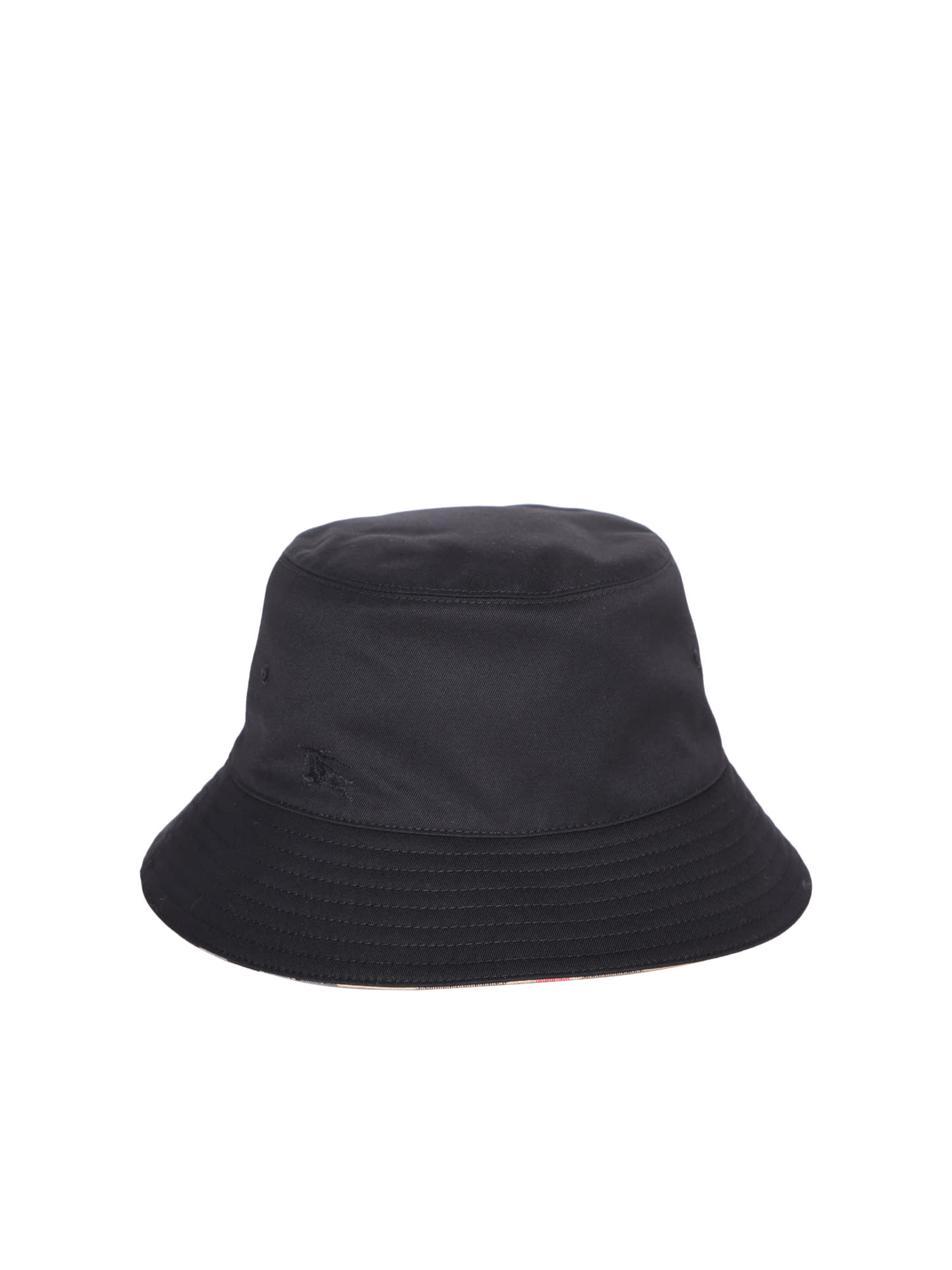 BURBERRY CHECK MOTIF BLACK BUCKET CAP