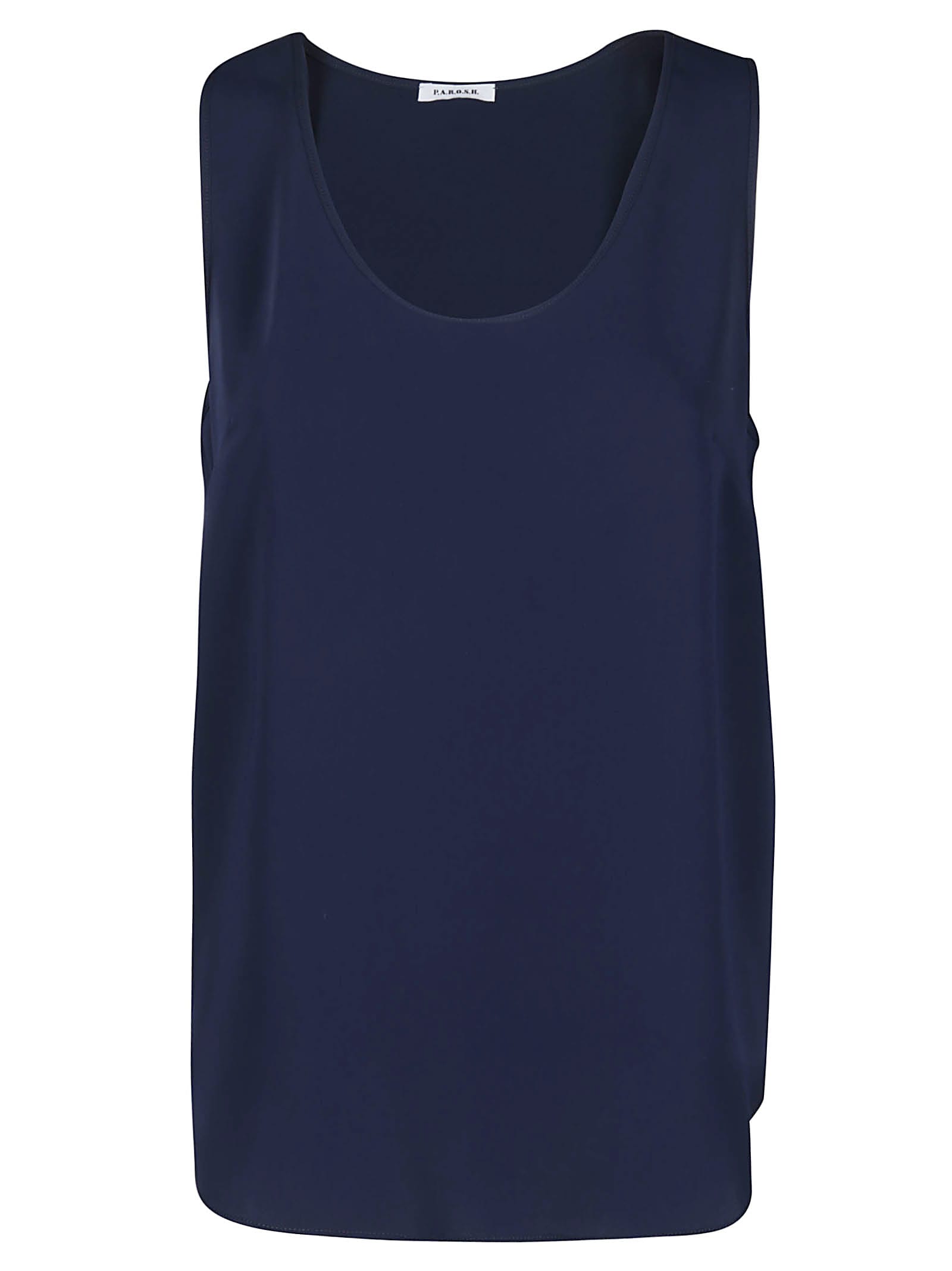 P.a.r.o.s.h Scoop Neck Loose Fit Tank Top In Blue