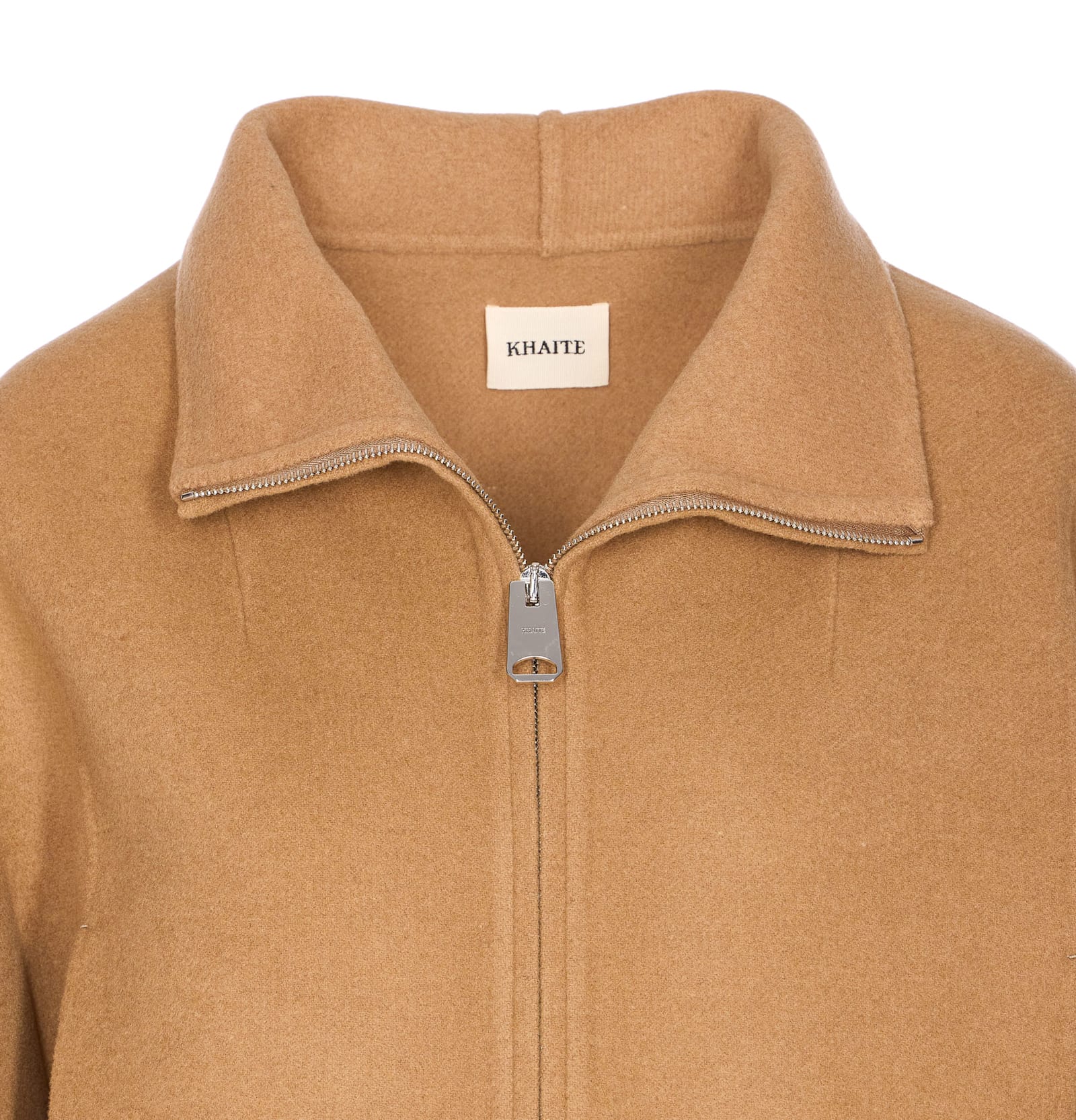 Khaite Wide-sleeve Zip-front Jacket In Brown