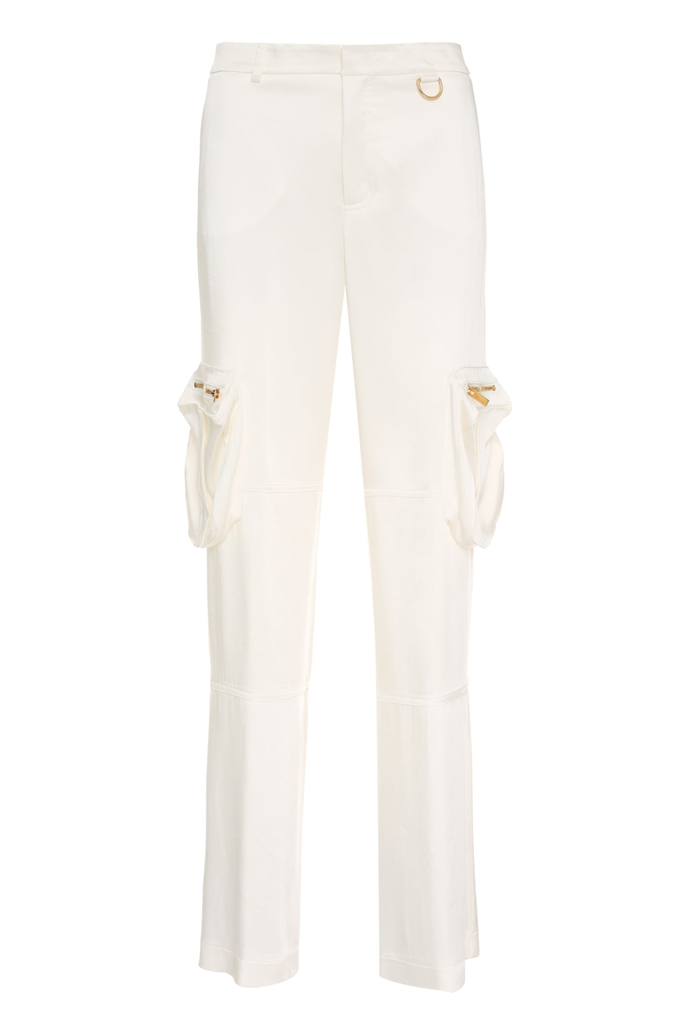 Blumarine Pocket Detailed Cargo Pants In Ivory