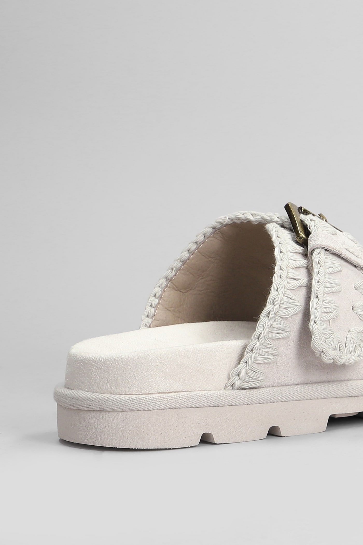 Shop Mou Low Bio Flats In Grey Suede