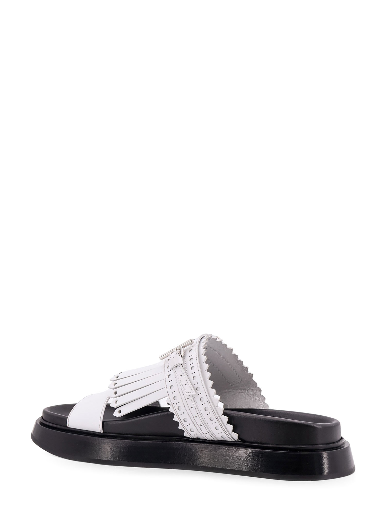 Alexander Mcqueen Leather Sandals With Leather Fringe In White