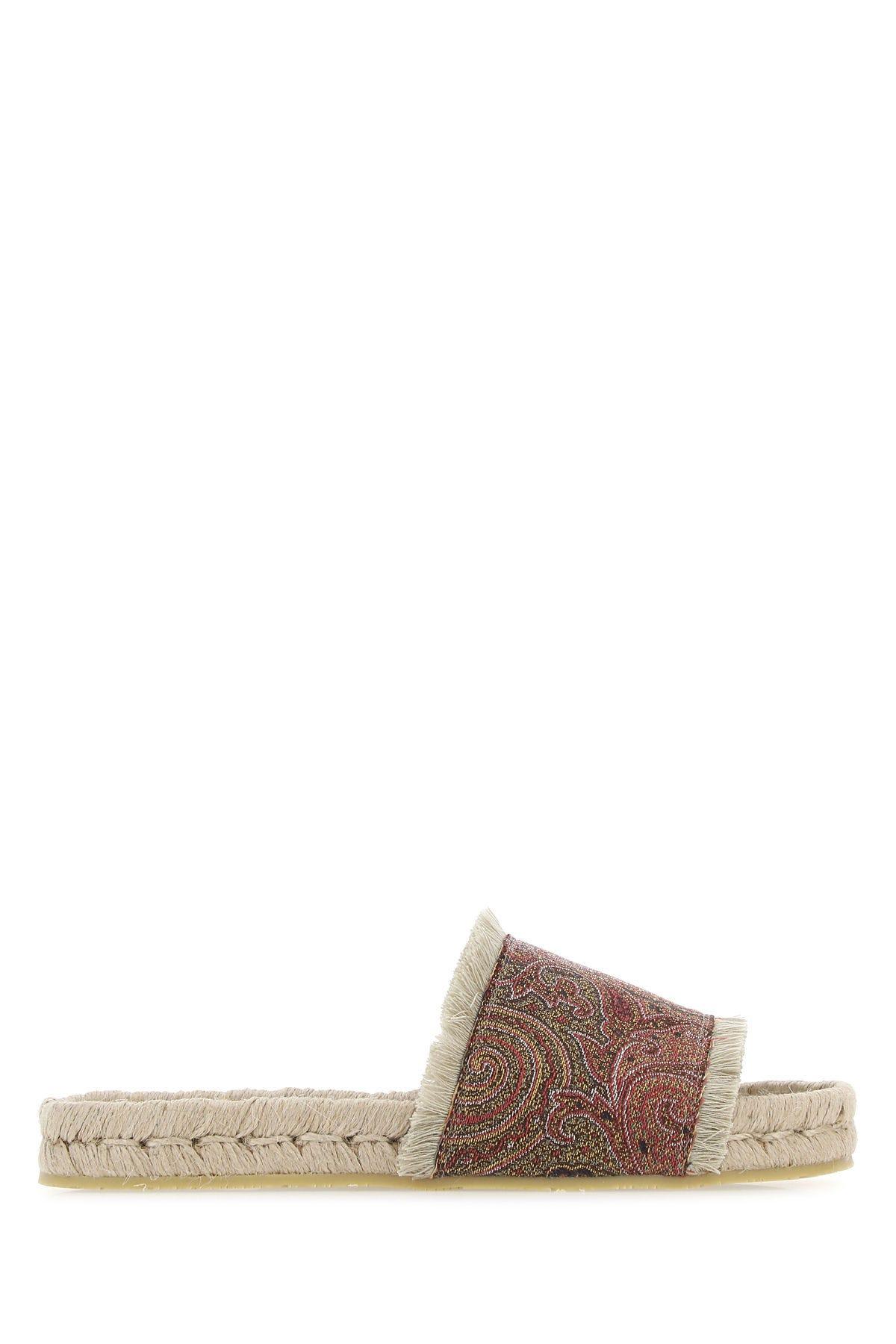 Etro Embroidered Canvas Slippers