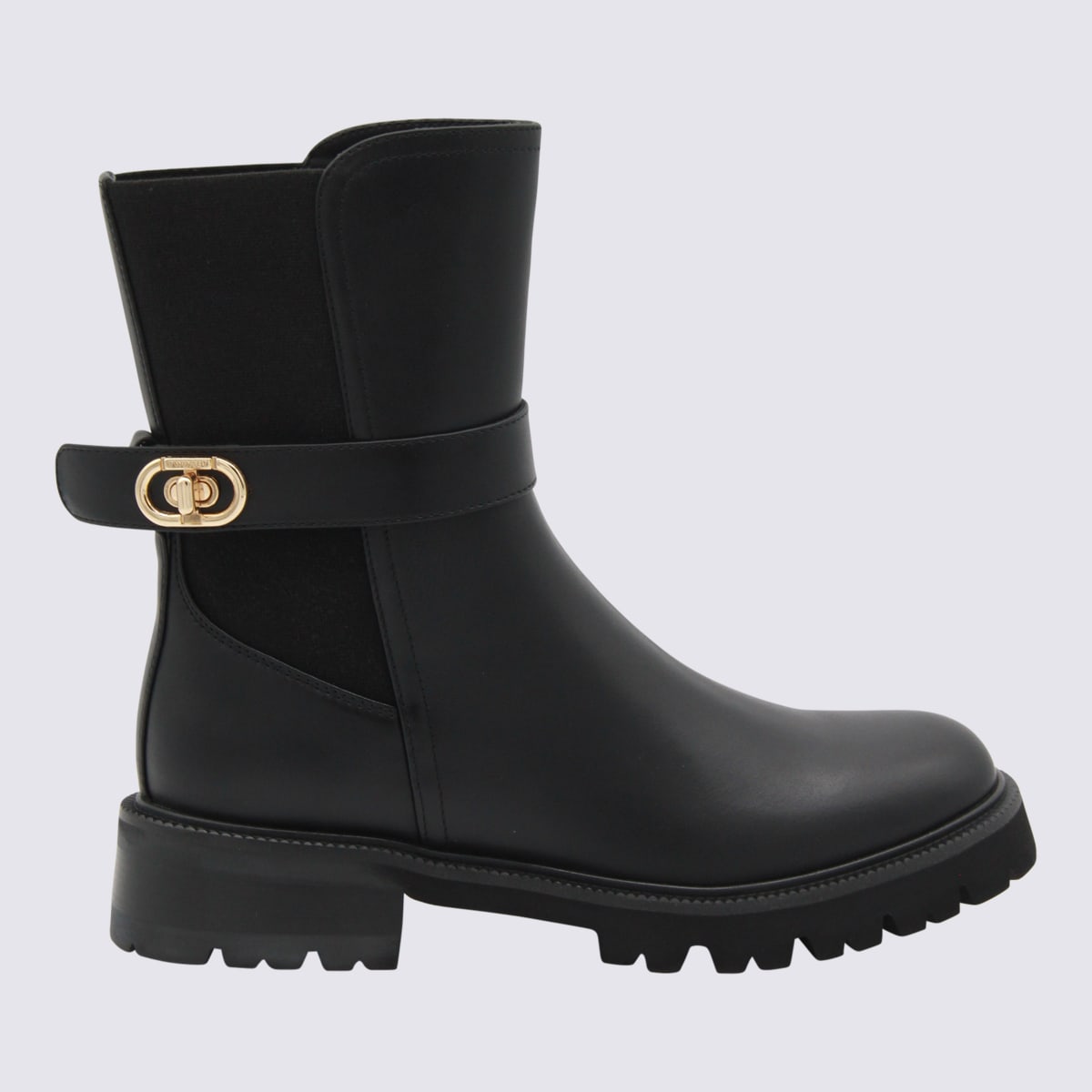 Twinset Twin-set Black Polyurethane Boots In Multi