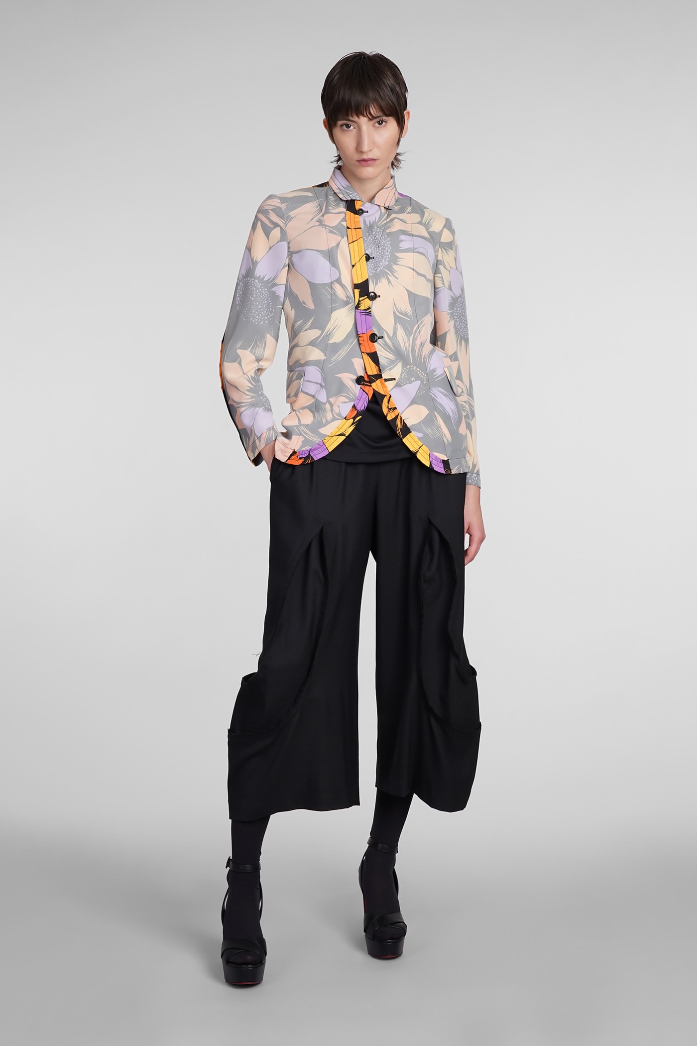 Shop Comme Des Garçons Blazer In Multicolor Polyester