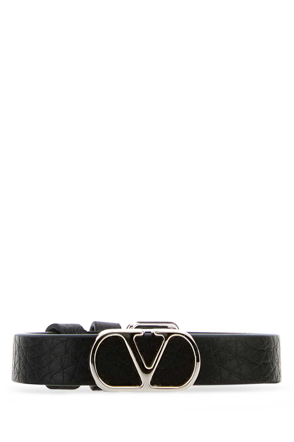 Black Leather Vlogo Bracelet