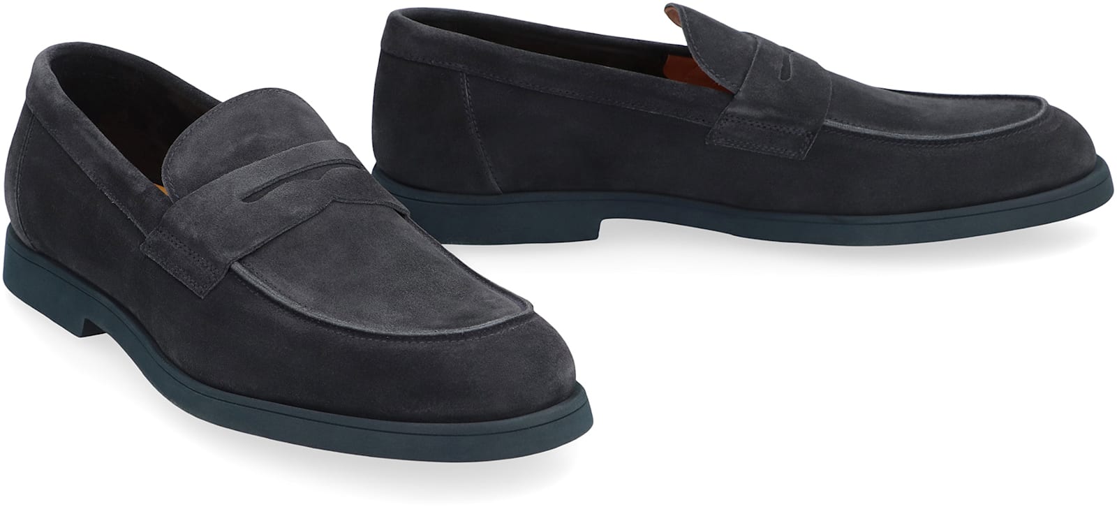 Doucal's 'standford' Black Slip-on Loafers In Blue