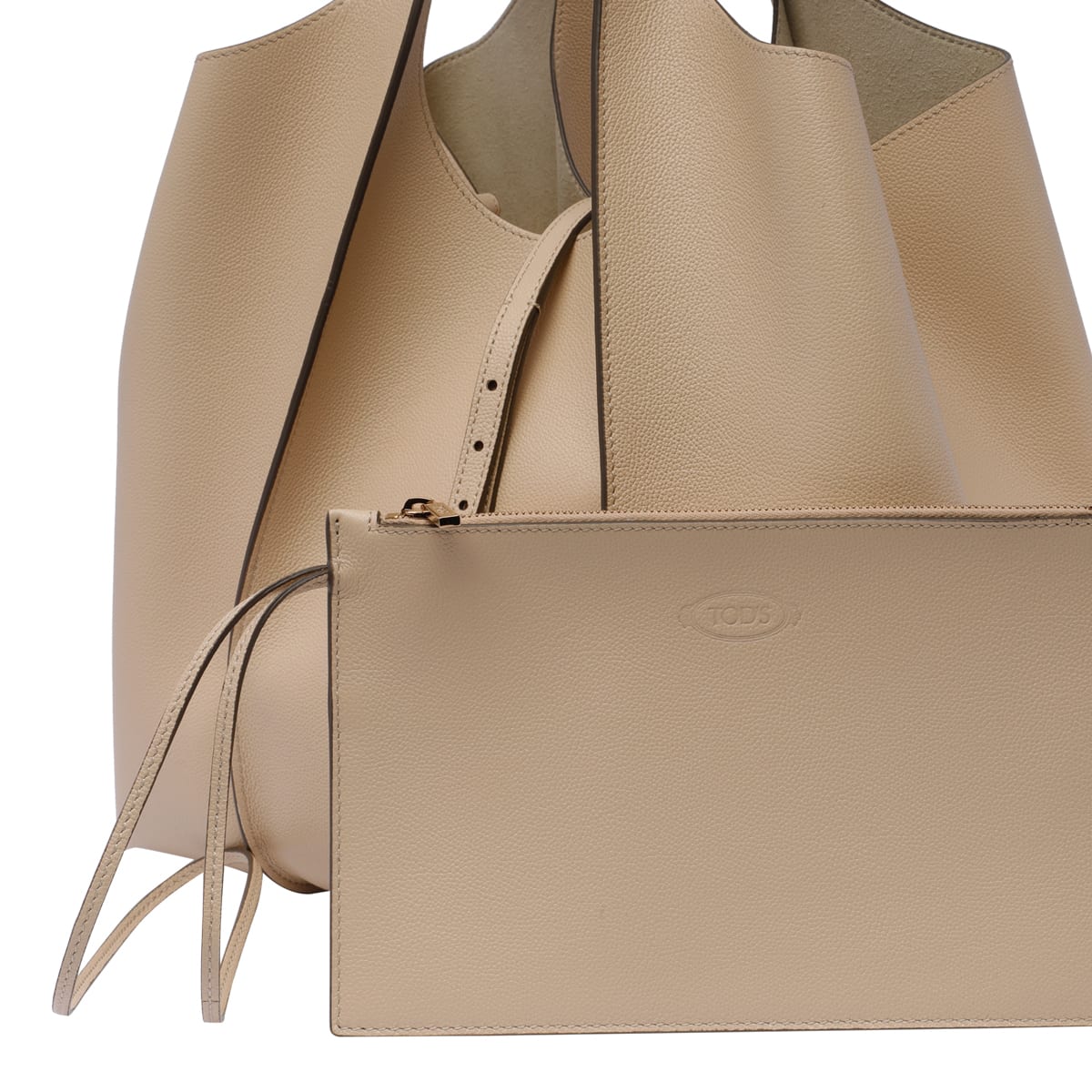 Shop Tod's Medium T-timeless Shoulder Bag In Beige