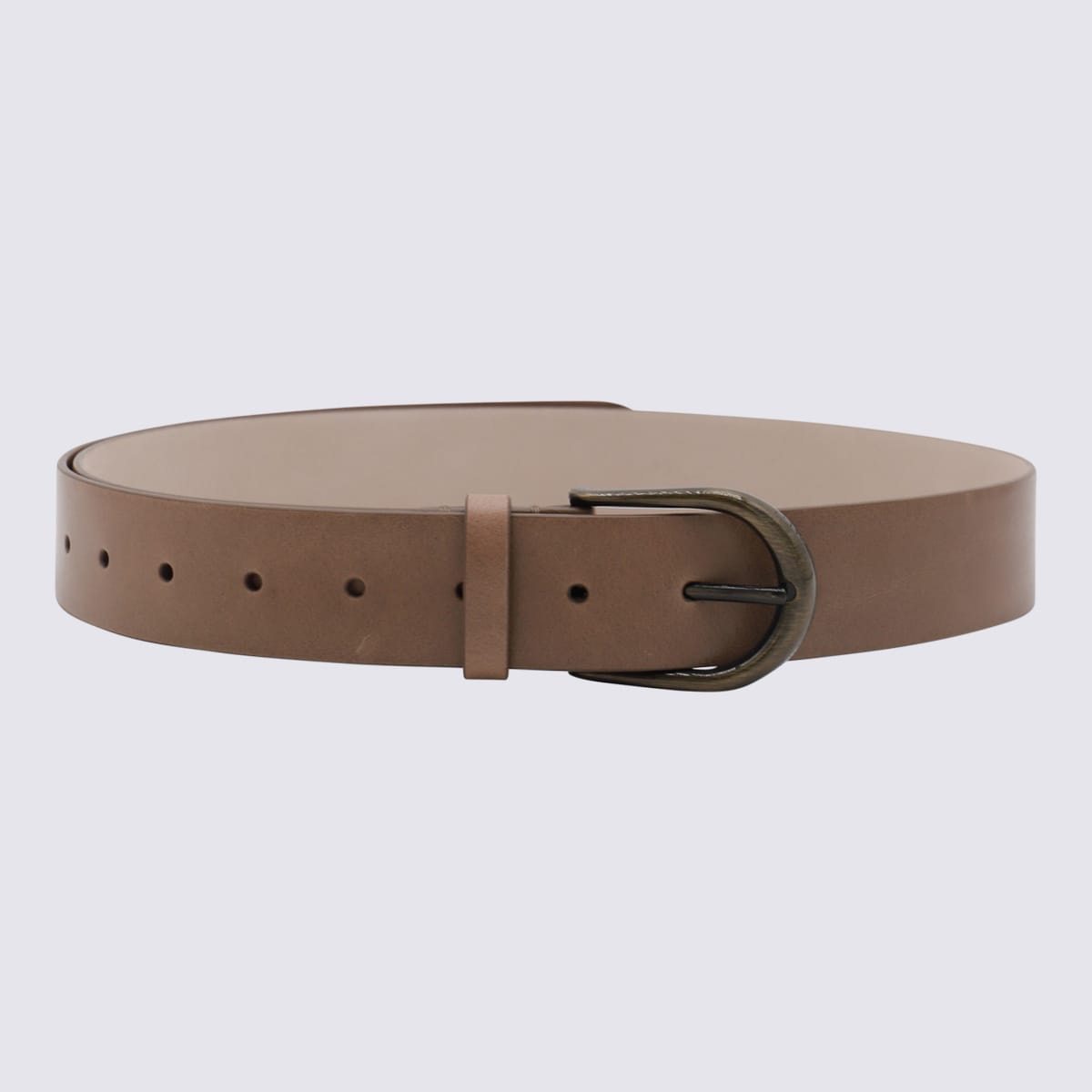 Shop Brunello Cucinelli Brown Leather Belt