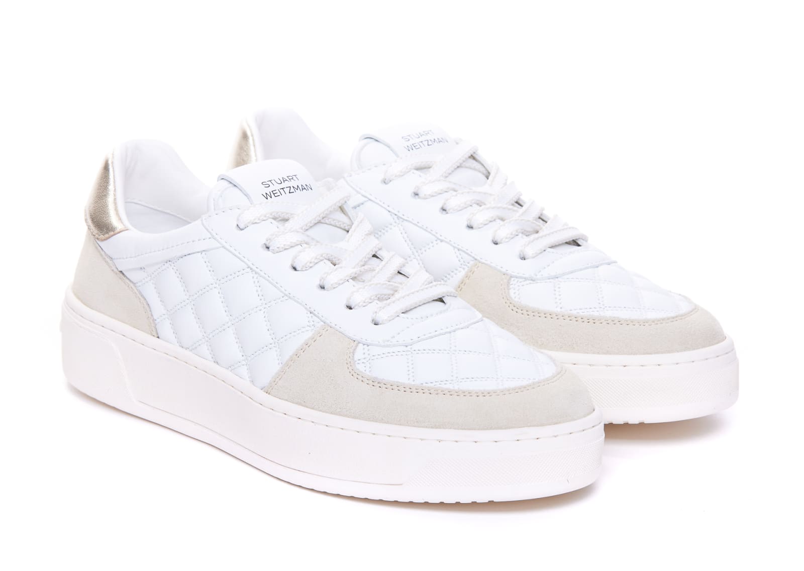 Shop Stuart Weitzman Sw Courtside Sleek Sneakers In White