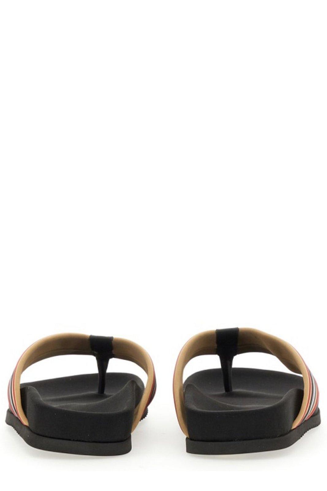 Shop Burberry Slip-on Thong Sandals In Multicolour