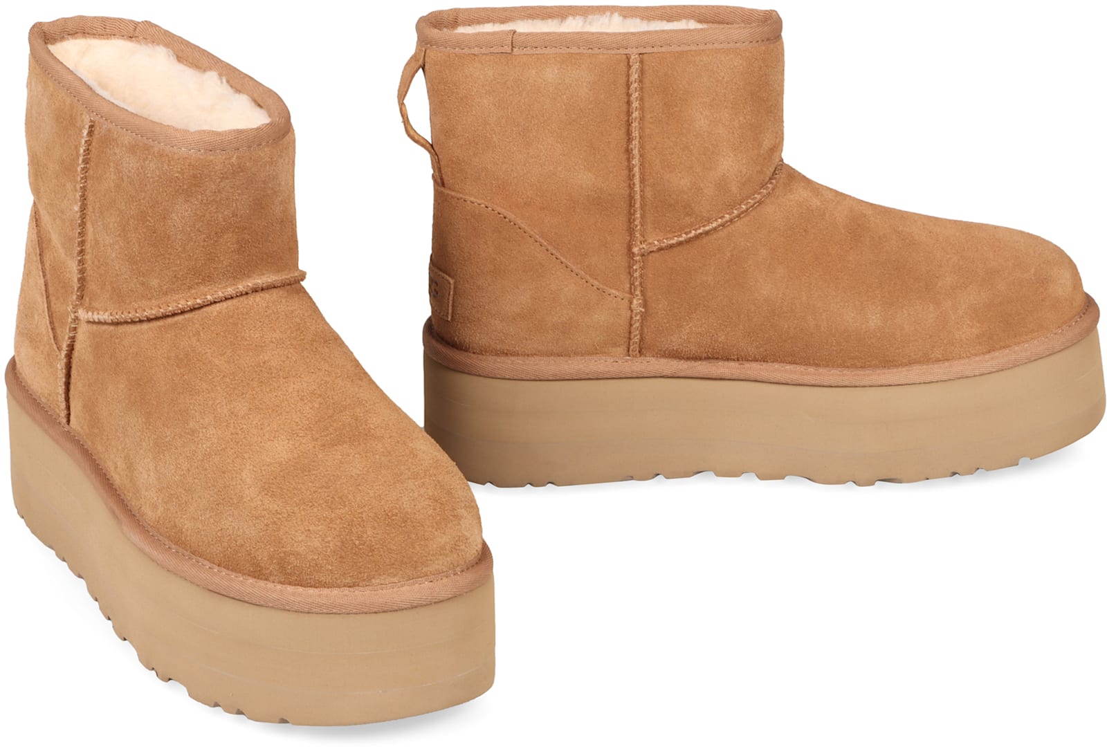 Ugg Classic Mini Platform Beige Ankle Boots With Platform In Suede Woman In Multi