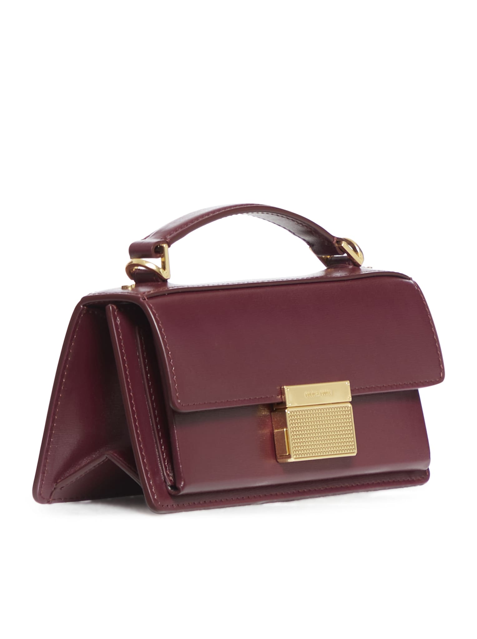 Shop Golden Goose Small Venezia Beige Palmellata Leather Bag In Burgundy