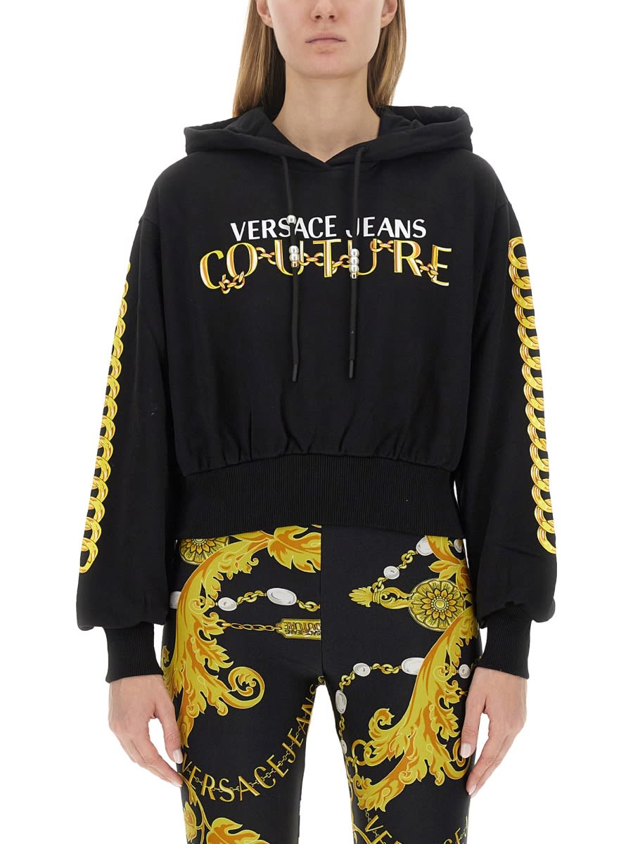 Shop Versace Jeans Couture Sweatshirt With Logo In Black