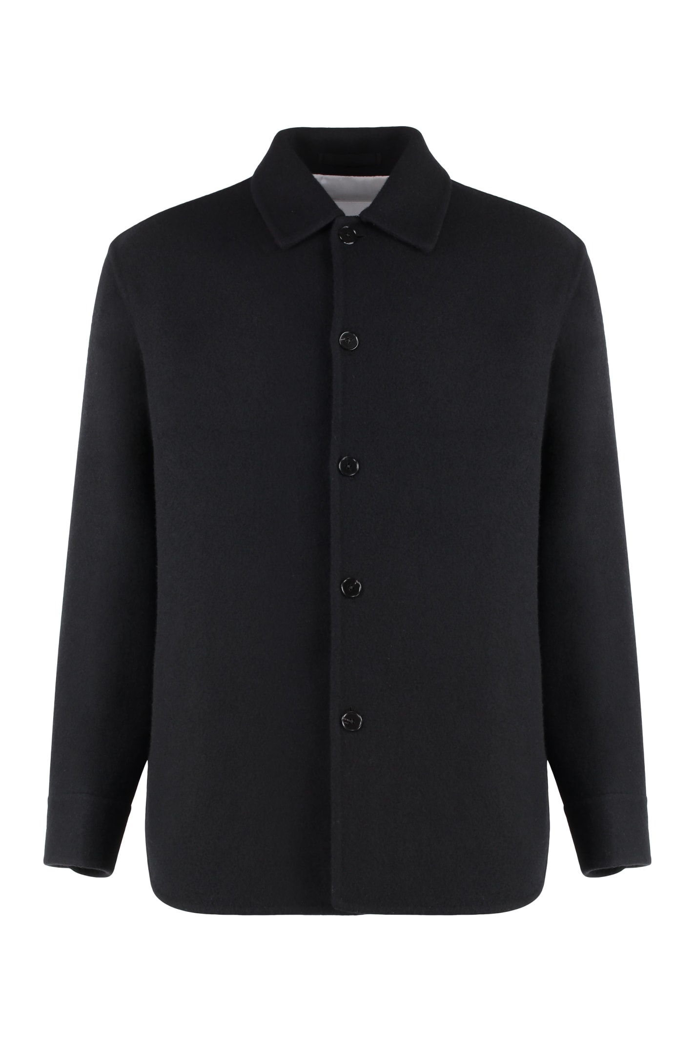 Shop Jil Sander Virgin Wool Overshirt In Black