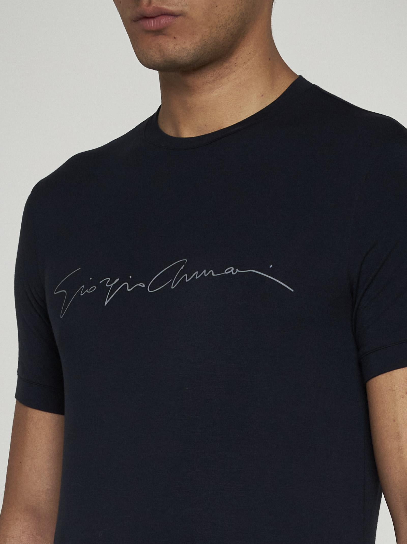 Shop Giorgio Armani Logo Viscose T-shirt In Navy