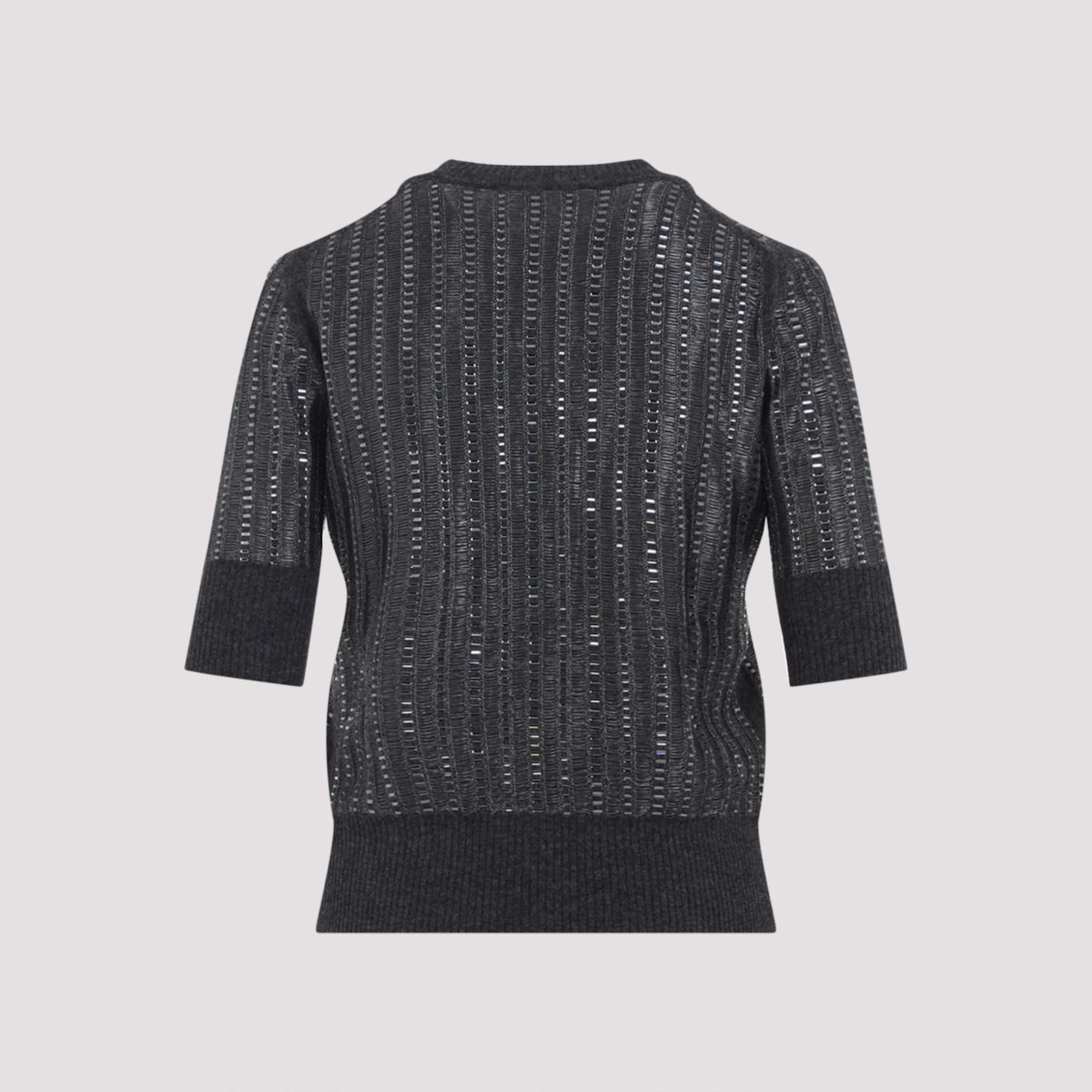 Ermanno Scervino Textured Wool-cashmere Blend Sweater With Metallic Accents